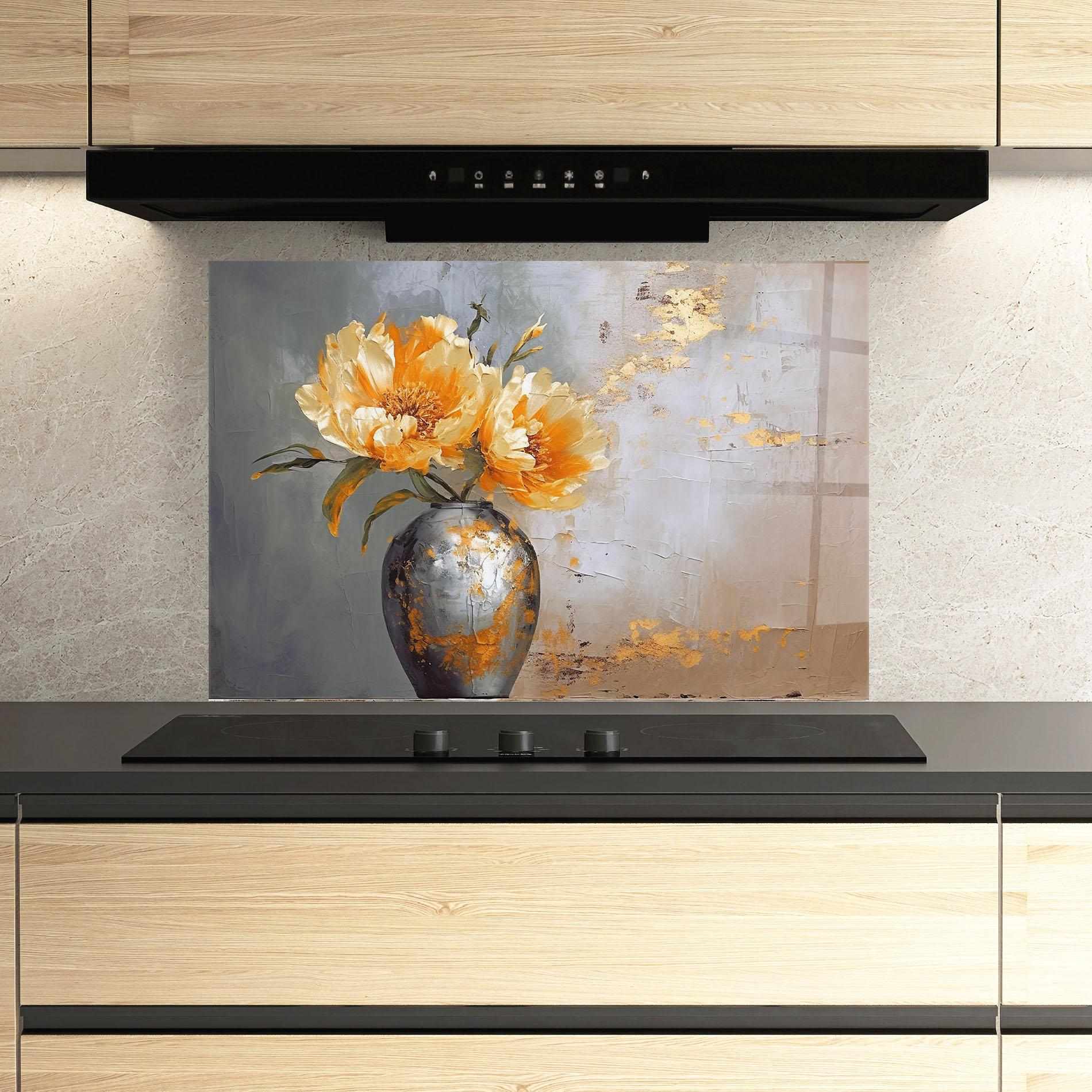 Стъклен панел за кухня Grey Painting Vase mockup 3
