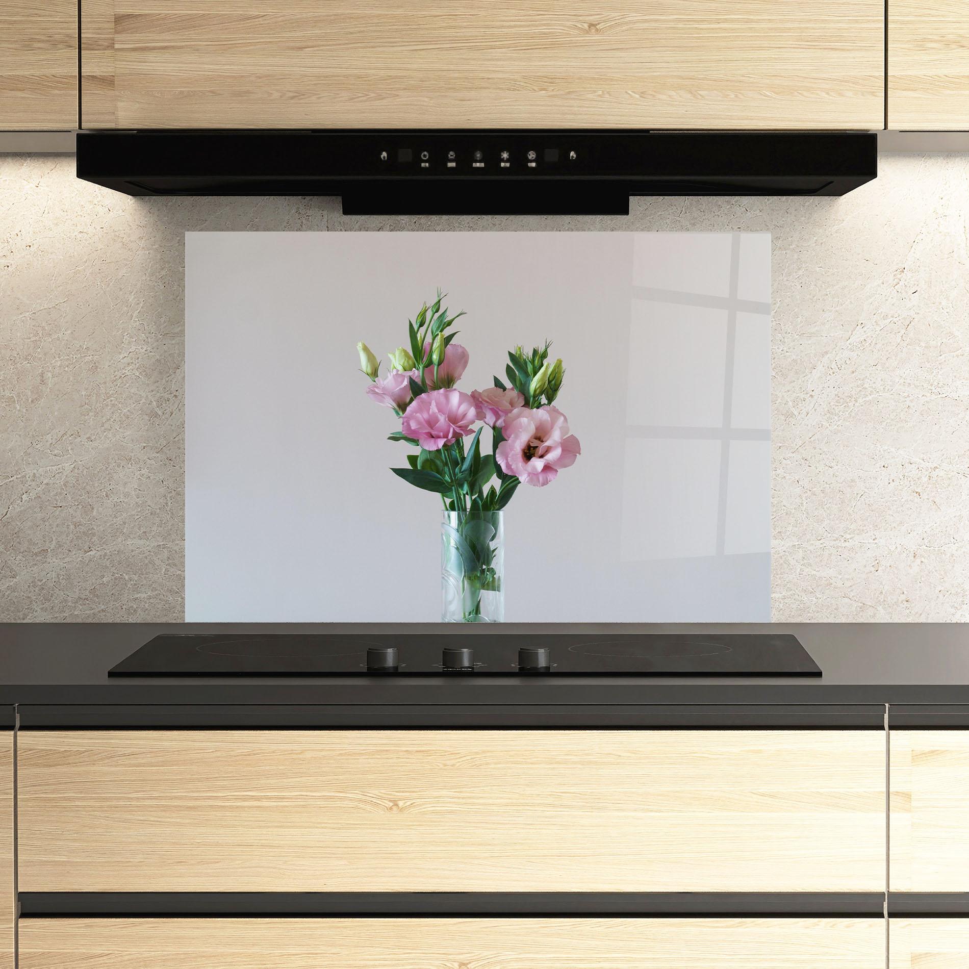 Стъклен панел за кухня Pretty Pink Flower Vase mockup 3