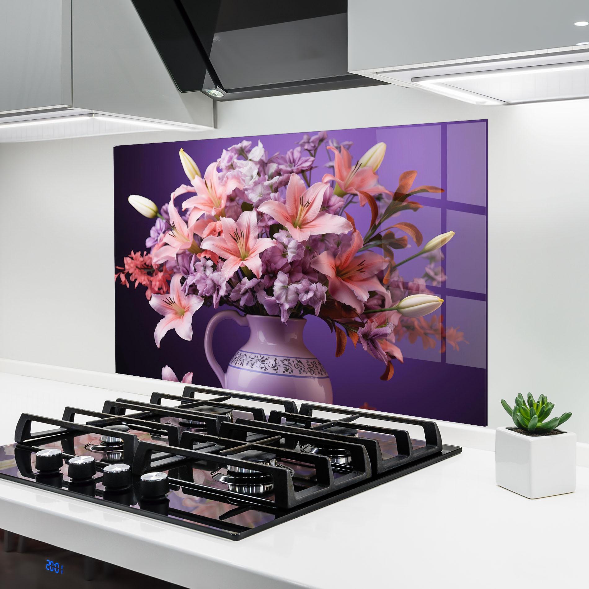 Стъклен панел за кухня Cute Purple Vase mockup 6