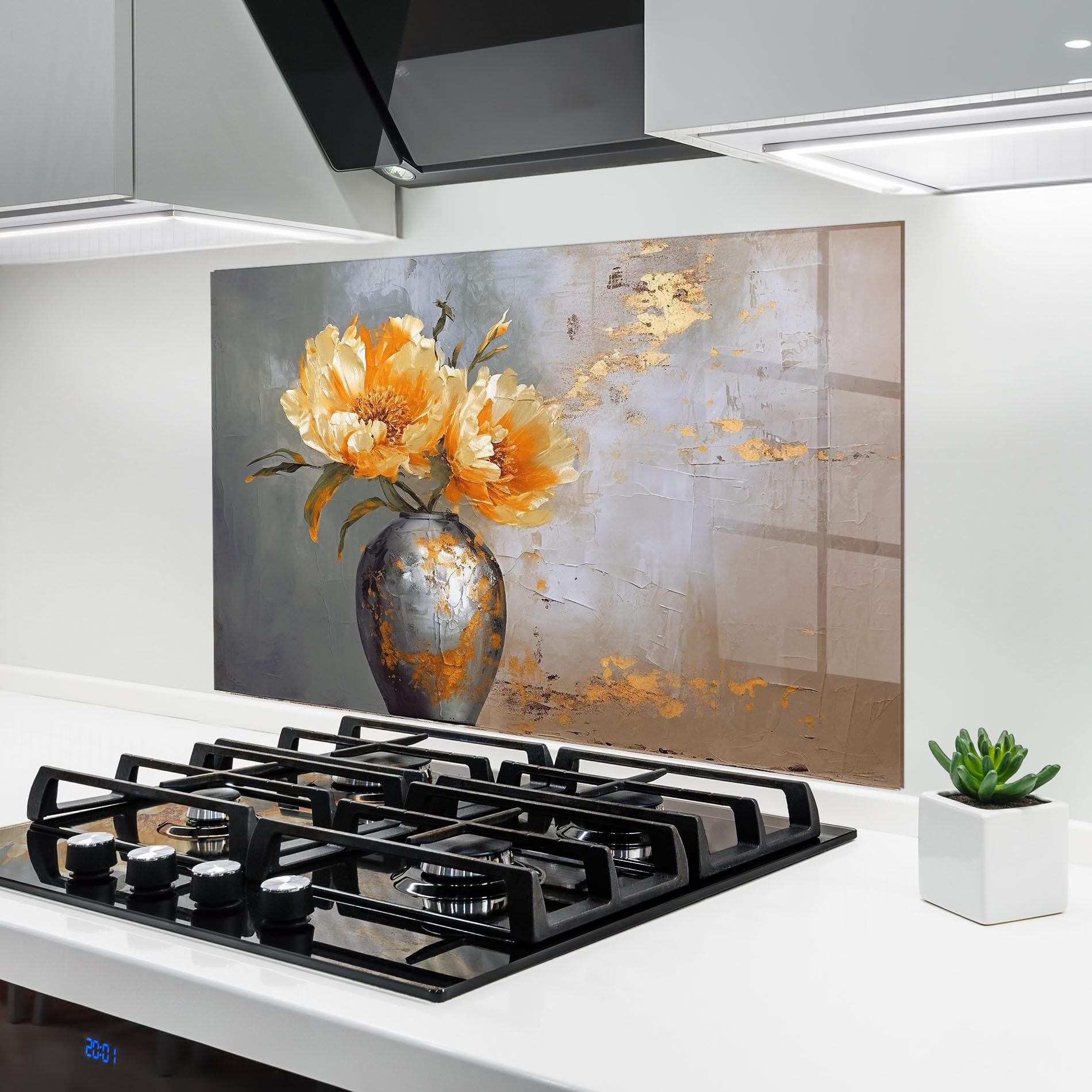 Стъклен панел за кухня Grey Painting Vase mockup 6