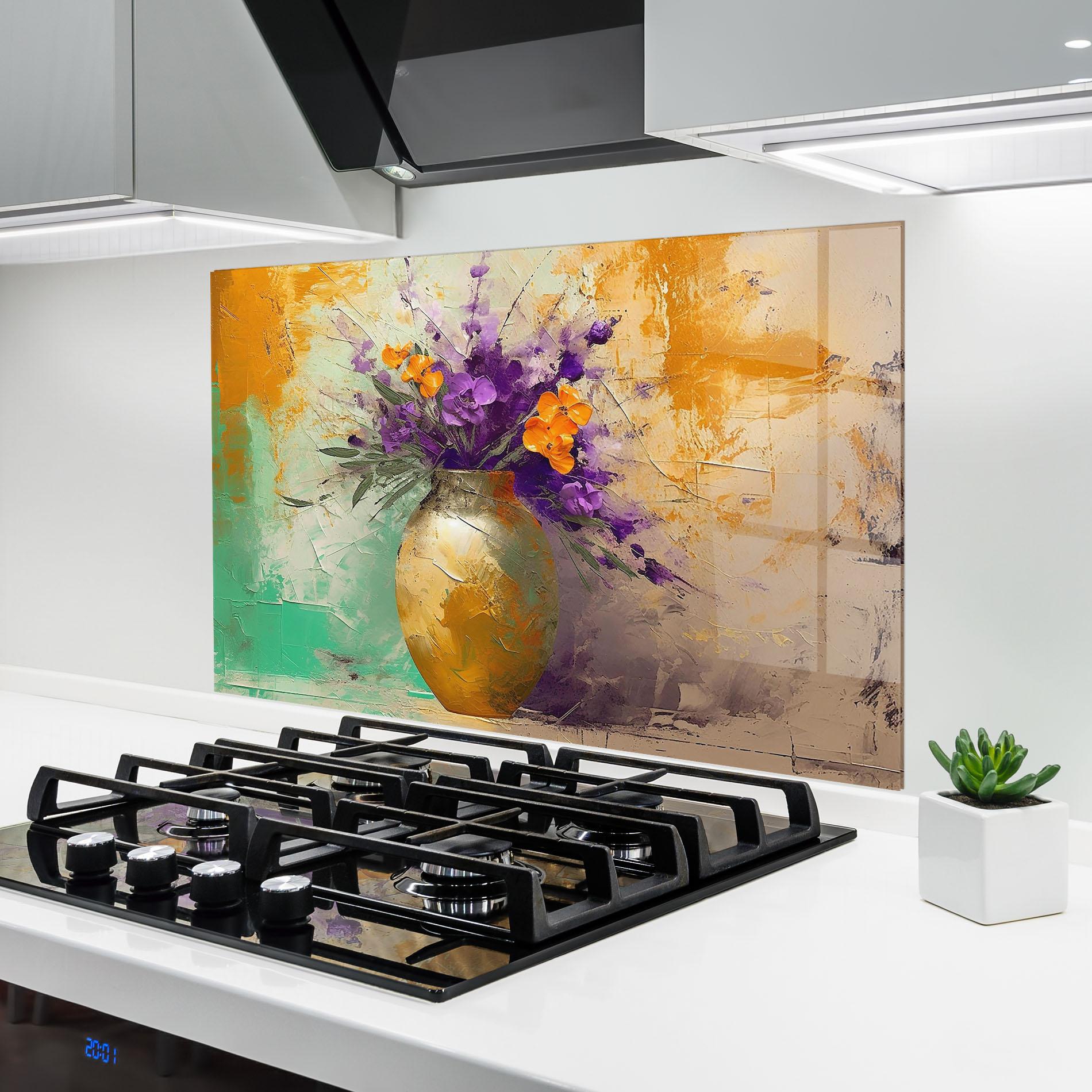 Стъклен панел за кухня Purple Orange Plant Vase mockup 6