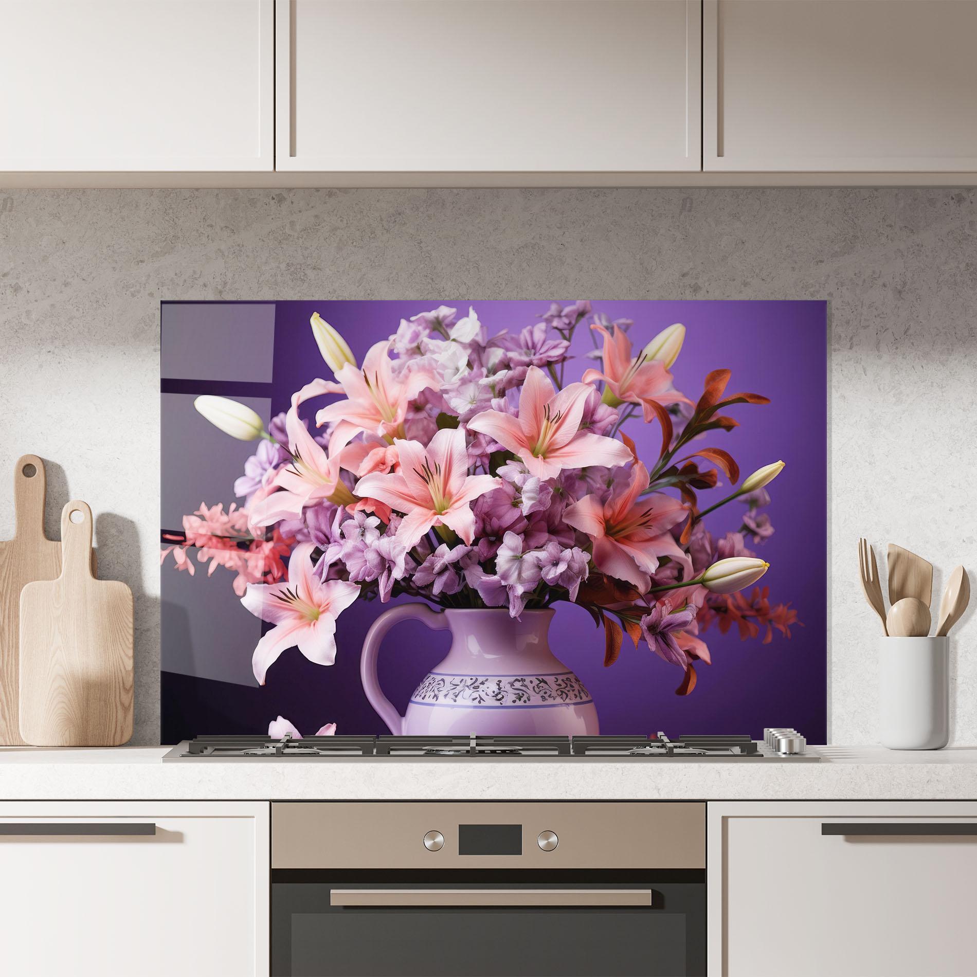 Стъклен панел за кухня Cute Purple Vase mockup 7