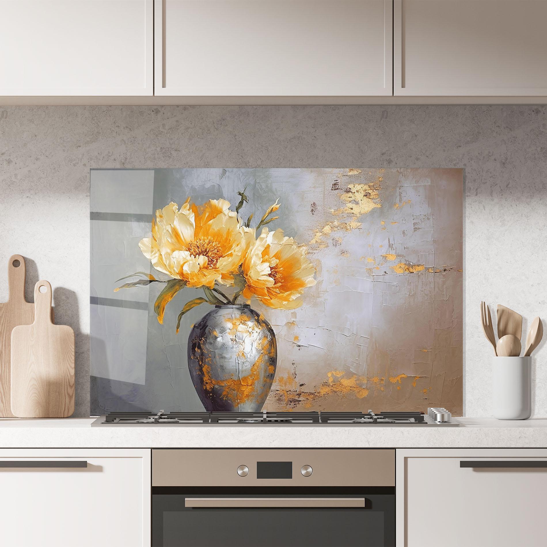 Стъклен панел за кухня Grey Painting Vase mockup 7