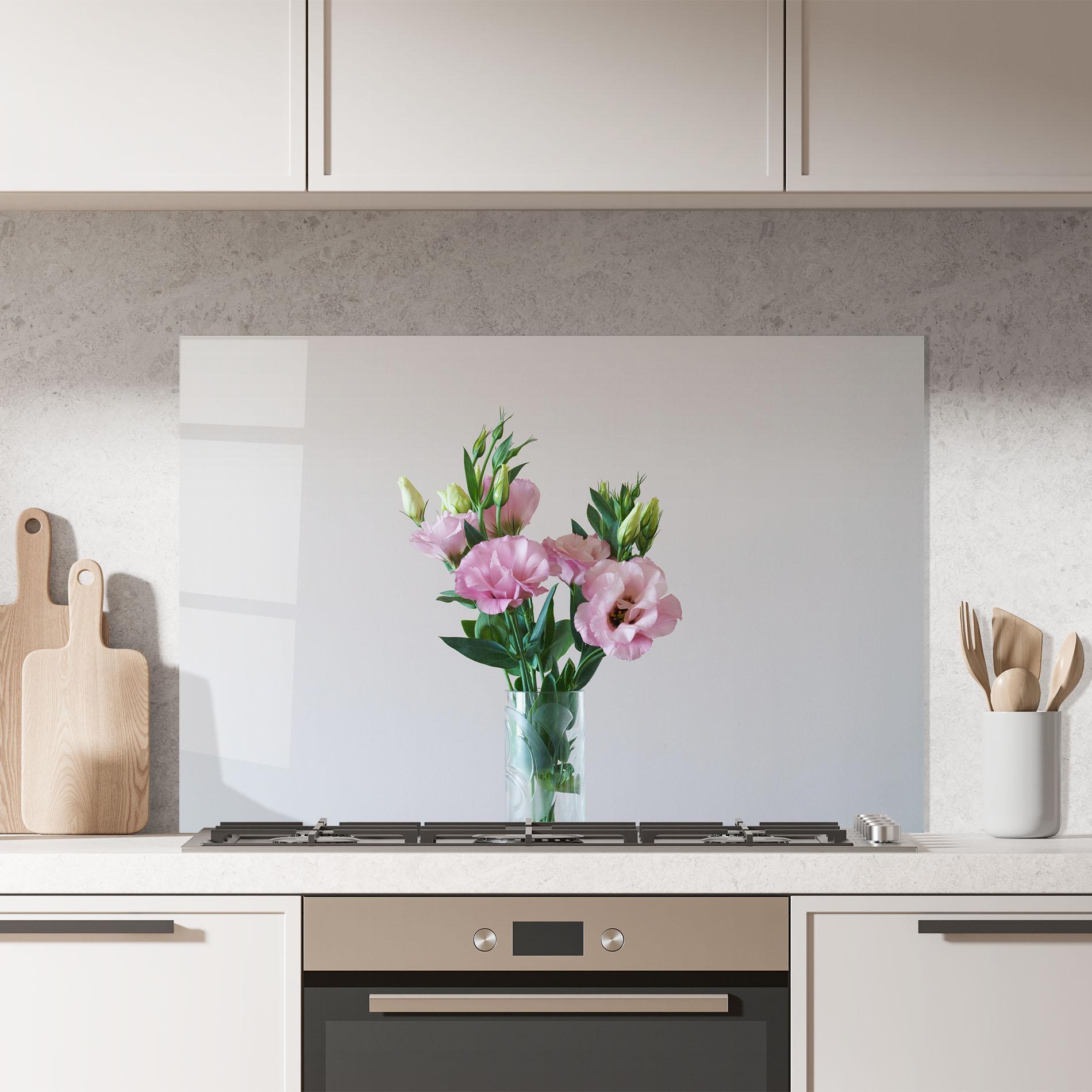 Стъклен панел за кухня Pretty Pink Flower Vase mockup 7