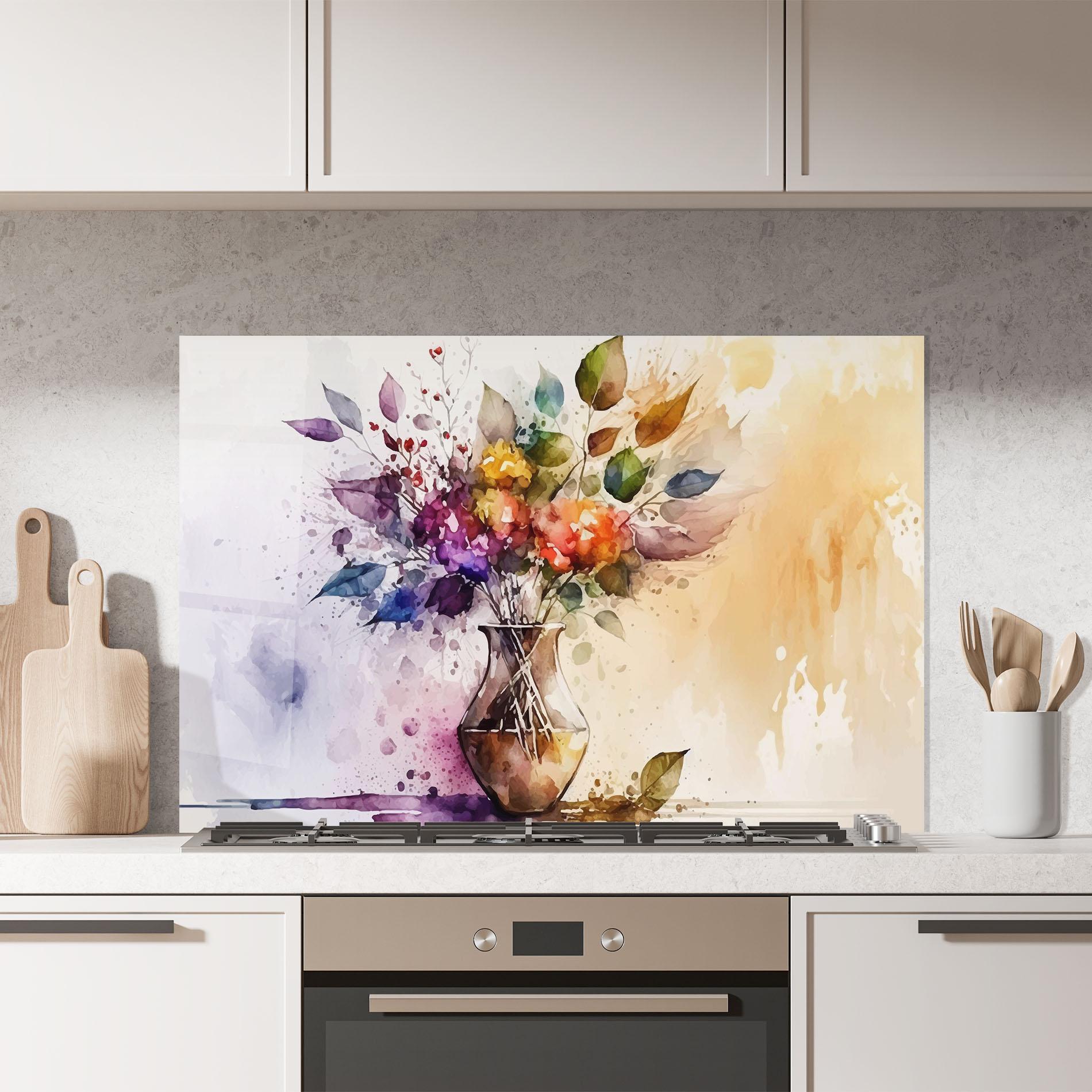 Стъклен панел за кухня Purple Orange Vase mockup 7