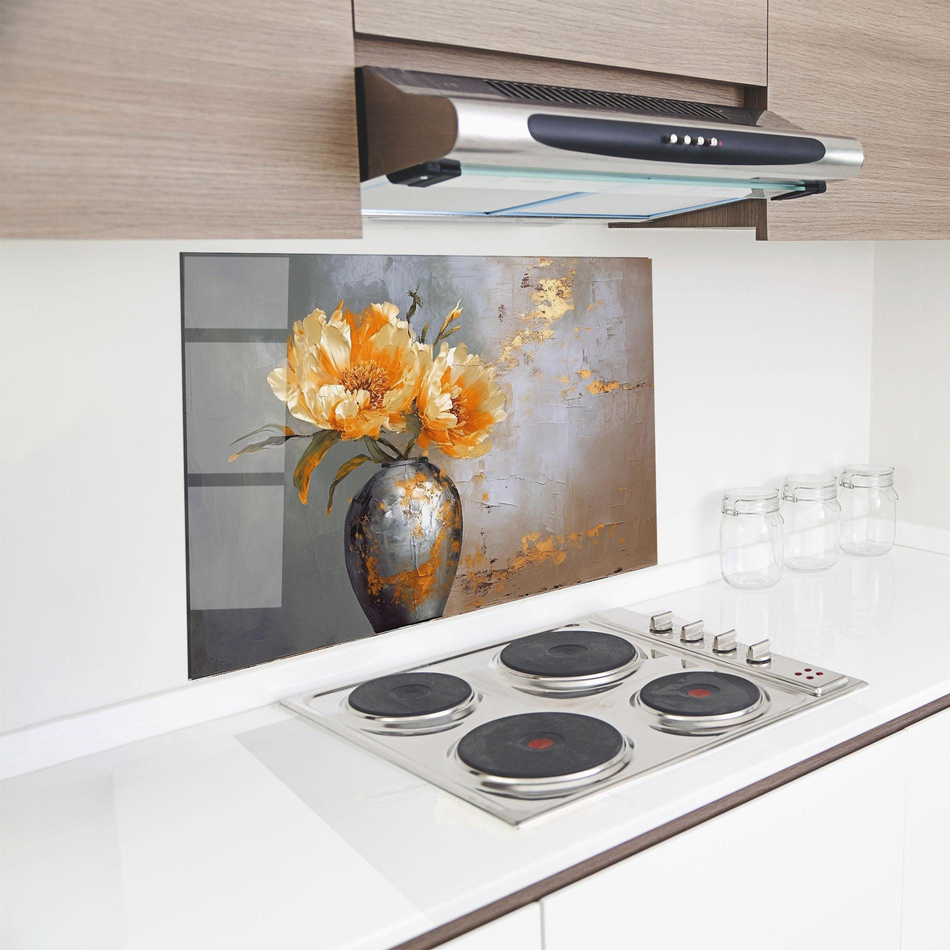 Стъклен панел за кухня Grey Painting Vase mockup 8