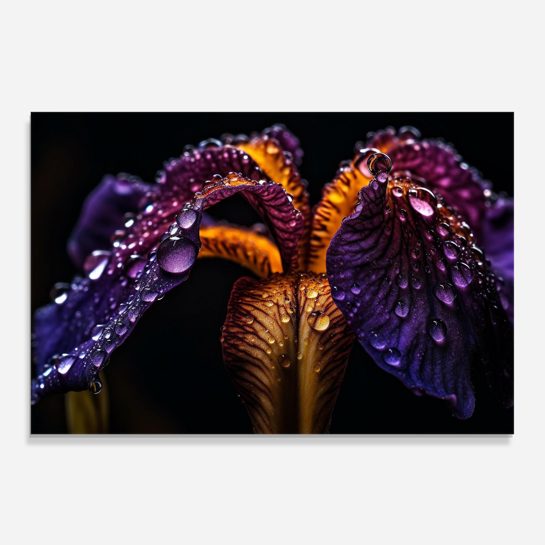 Стъклен панел за кухня Dark Iris After Rain mockup 0