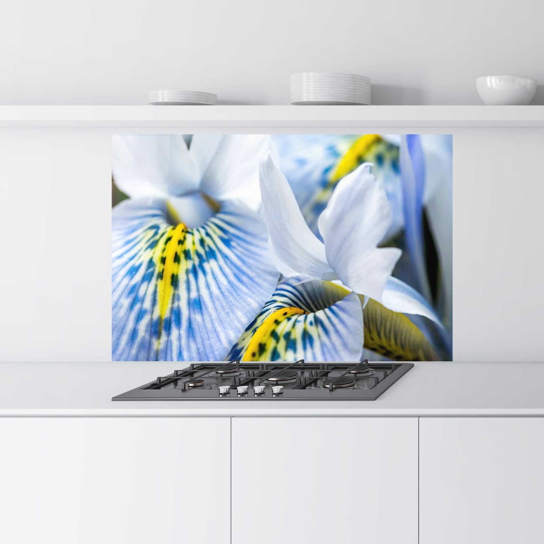 Стъклен панел за кухня Blue Yellow Iris mockup 9