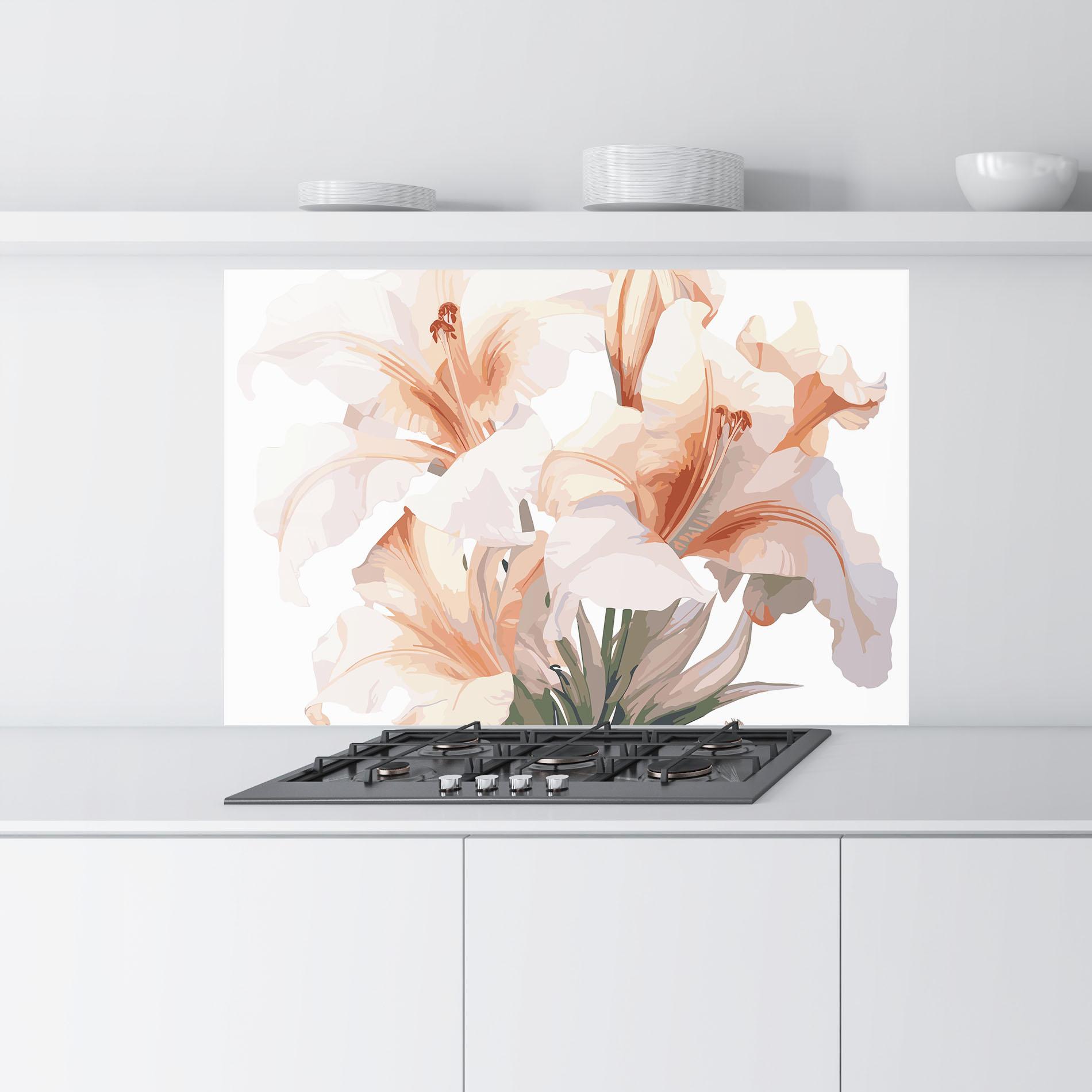 Стъклен панел за кухня Light Orange Iris mockup 9