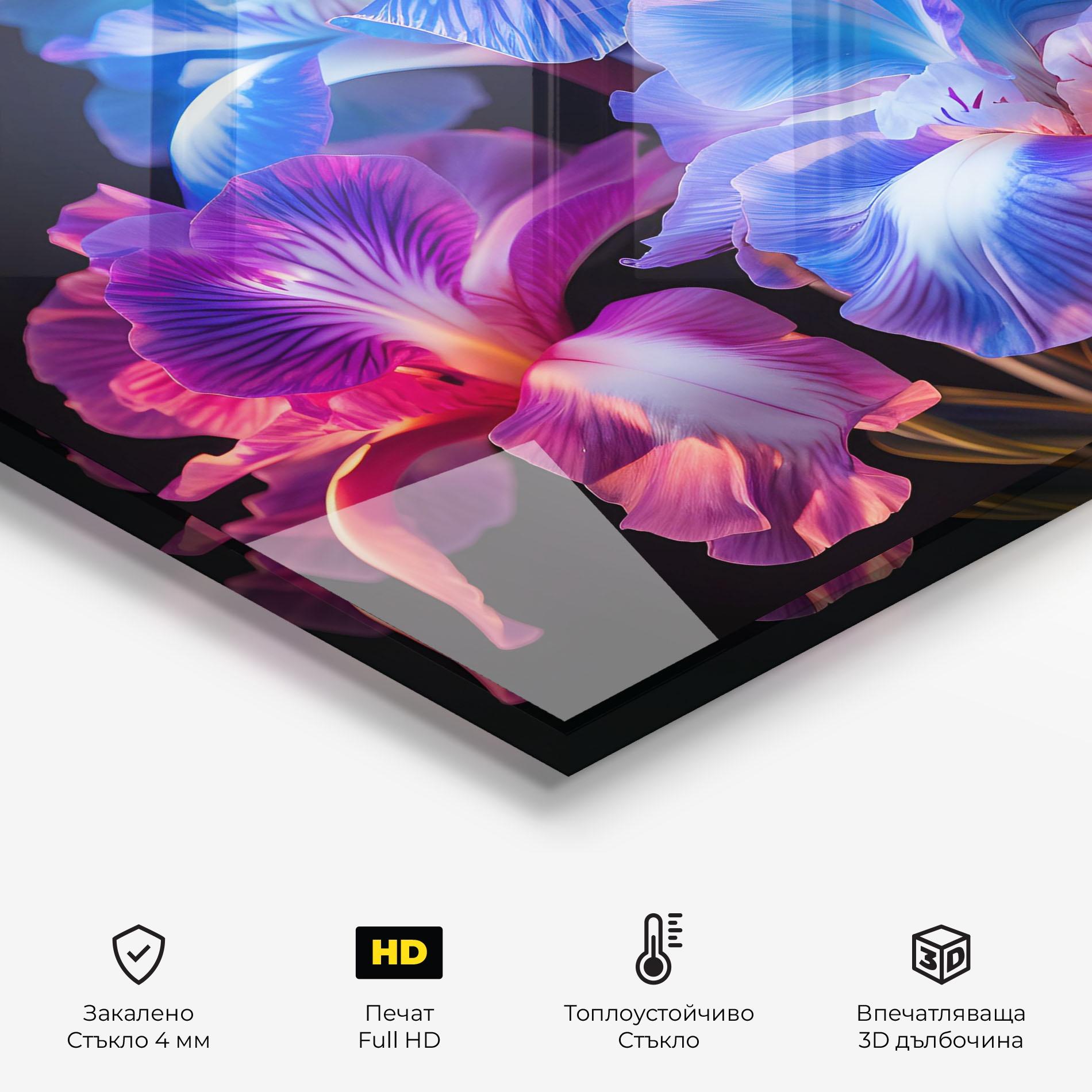 Стъклен панел за кухня Blue Light Iris mockup 2