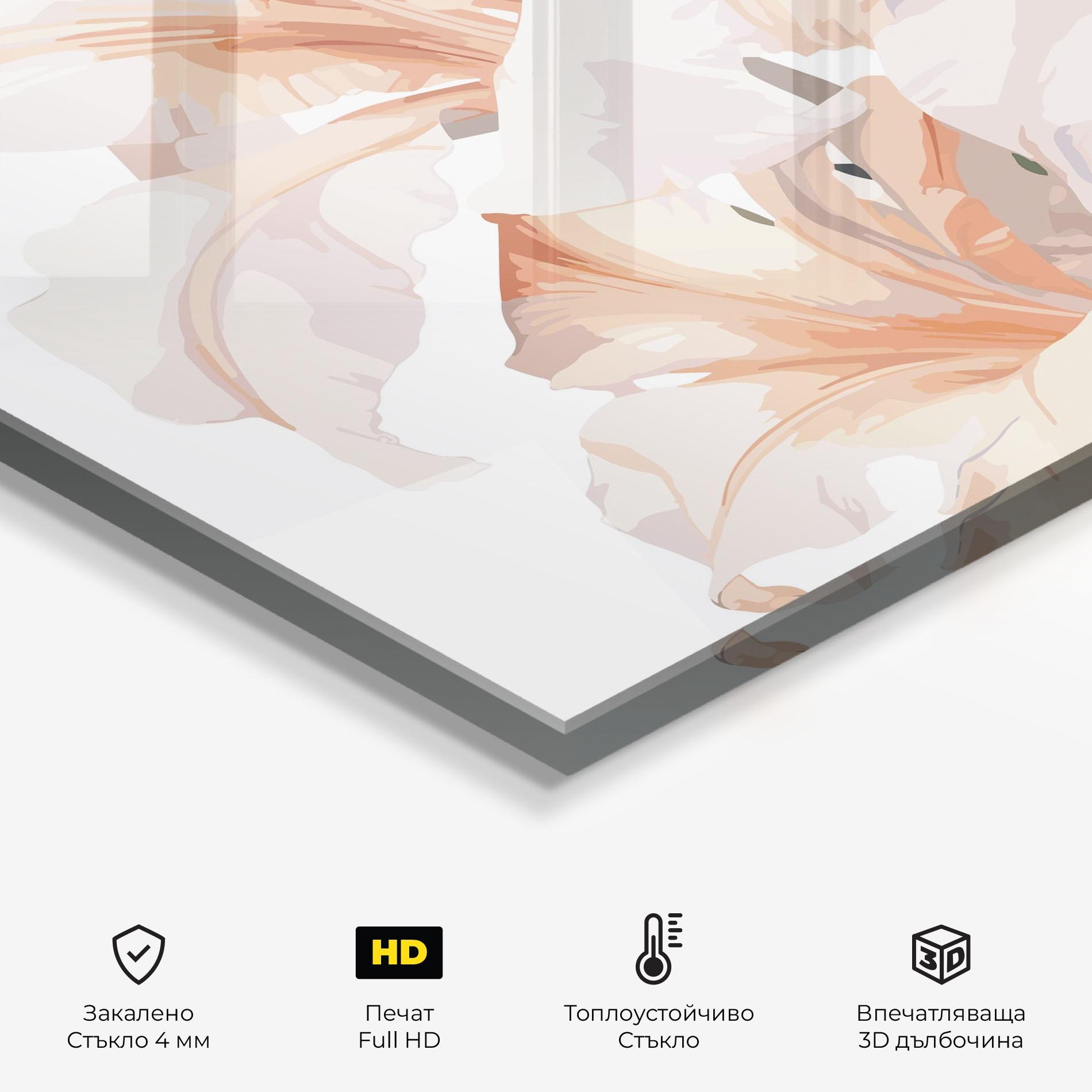 Стъклен панел за кухня Light Orange Iris mockup 2
