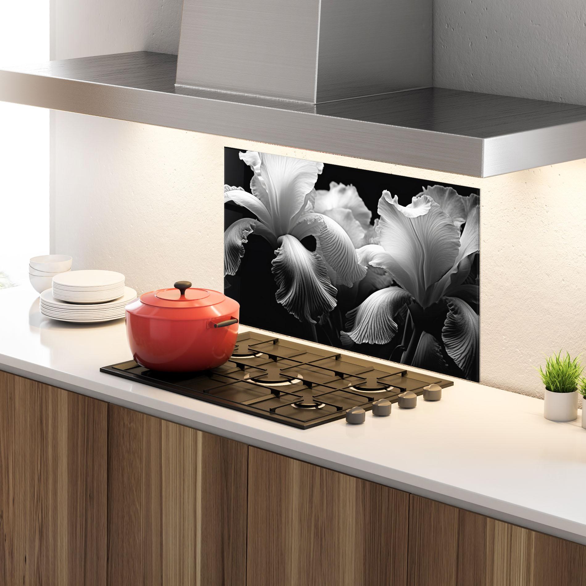 Стъклен панел за кухня Grey Iris mockup 4