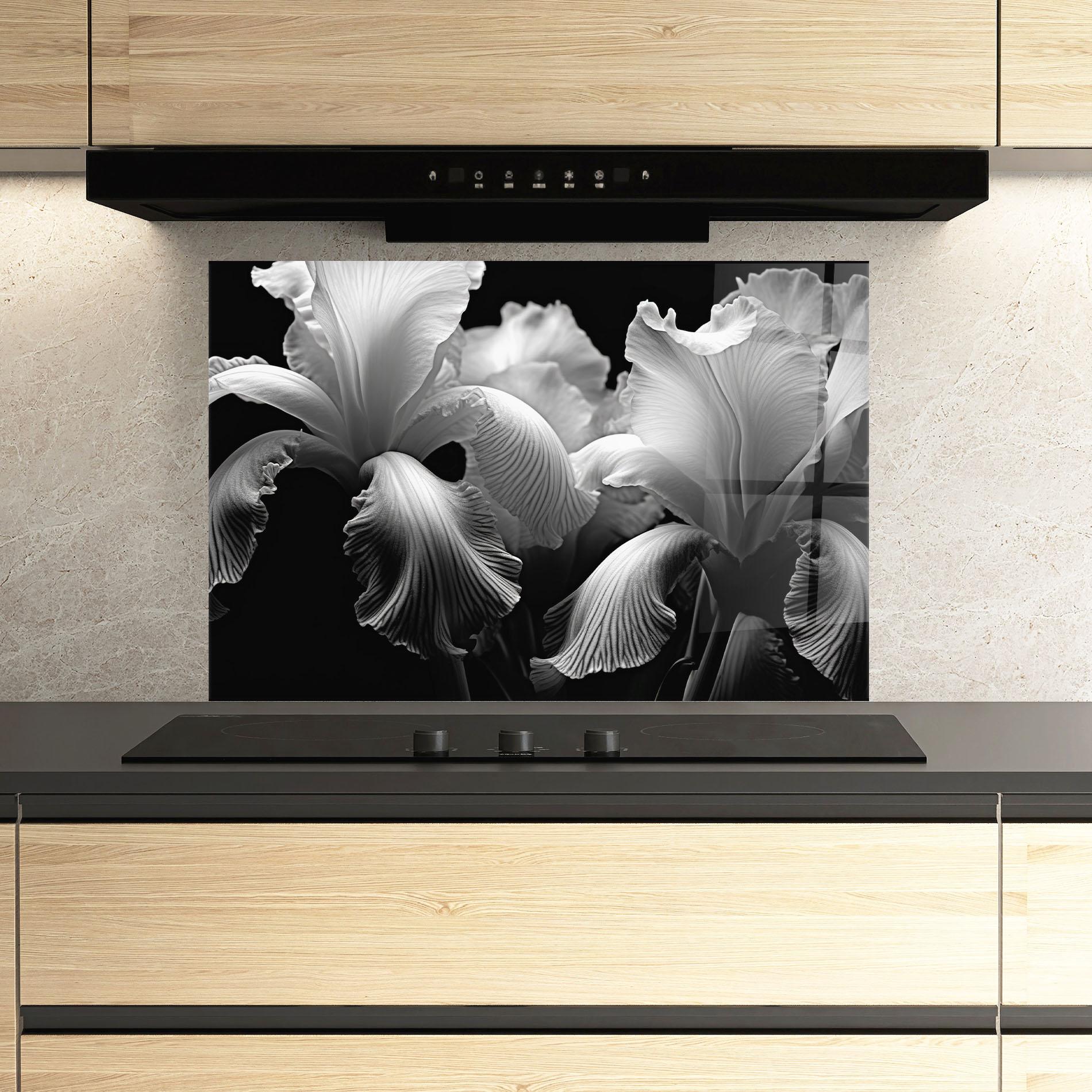 Стъклен панел за кухня Grey Iris mockup 3