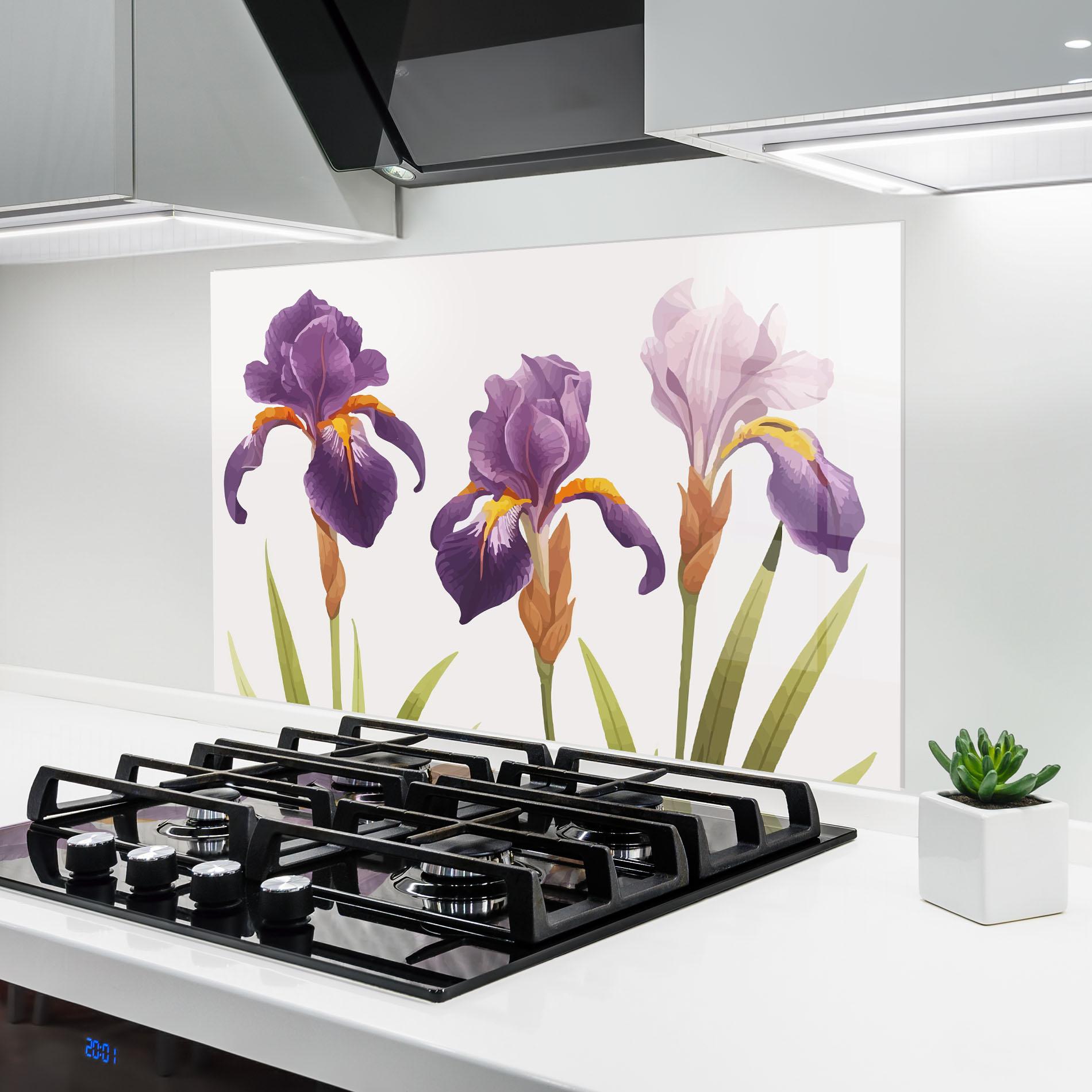 Стъклен панел за кухня Iris Leaf mockup 6