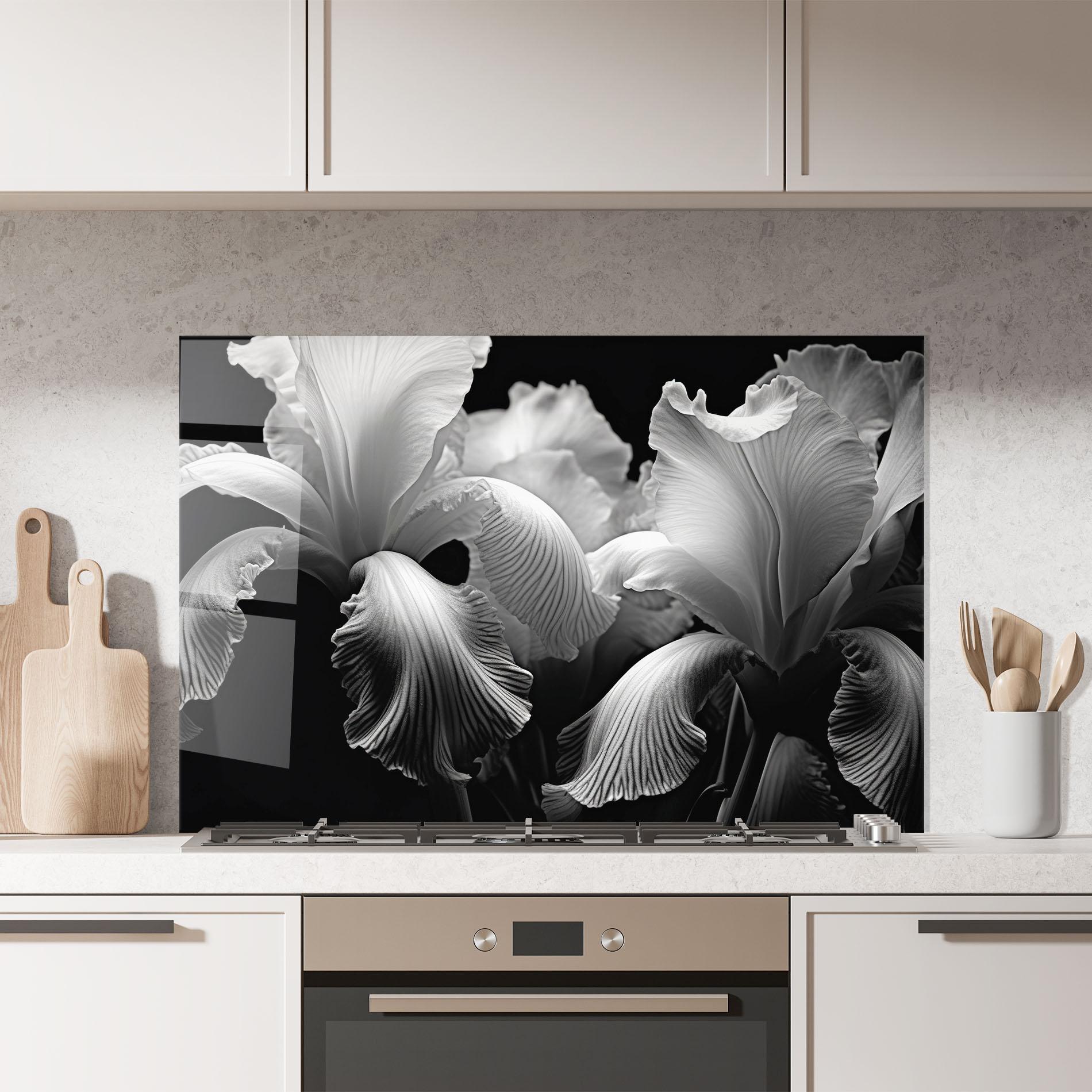 Стъклен панел за кухня Grey Iris mockup 7