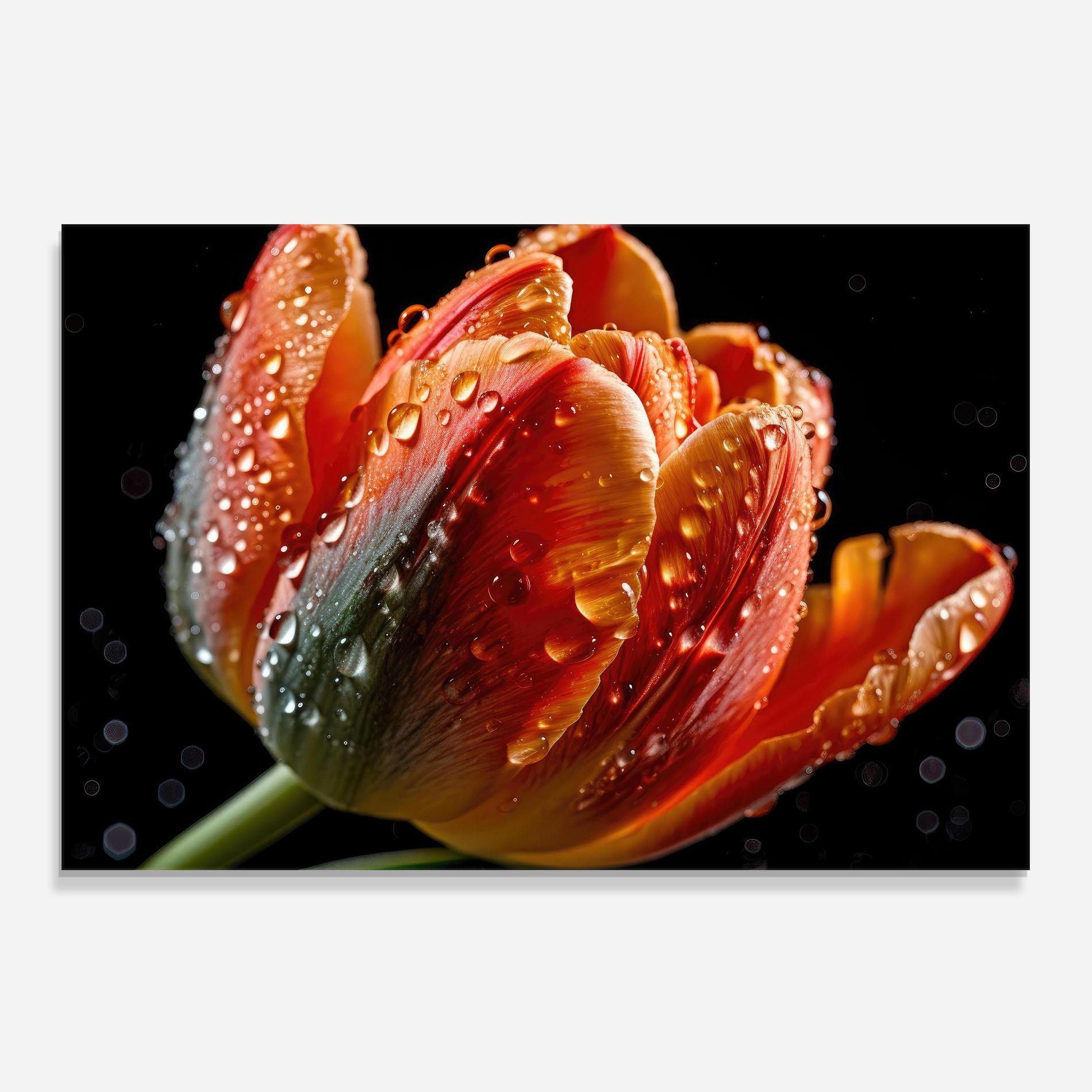 Стъклен панел за кухня Big Wet Orange Tulip mockup 0