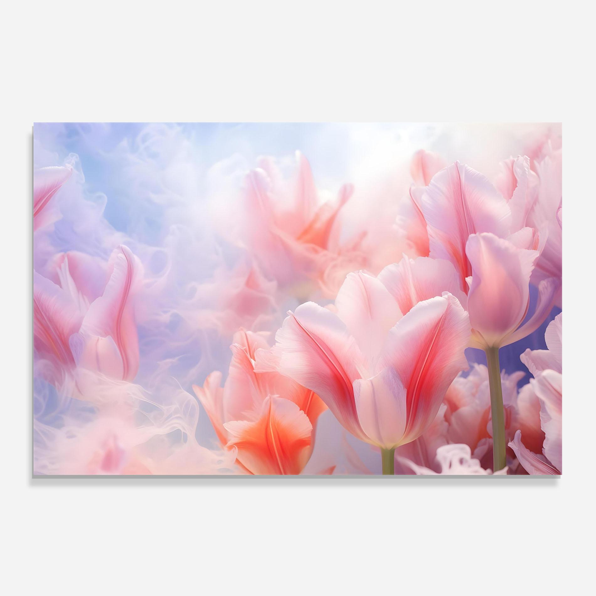 Стъклен панел за кухня Dreamy Pink Tulips mockup 0