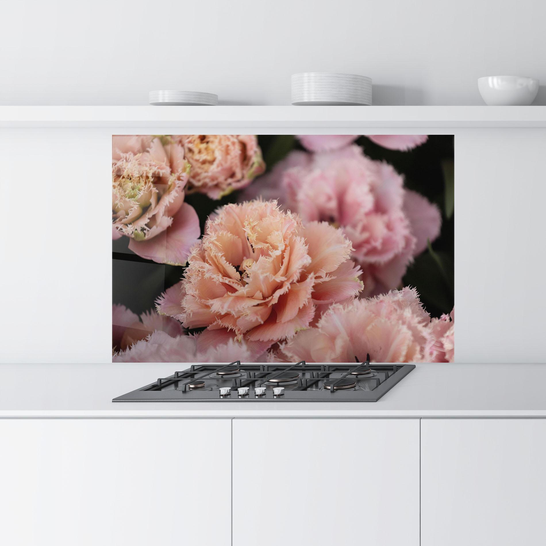 Стъклен панел за кухня Pastel Fringed Tulips mockup 9