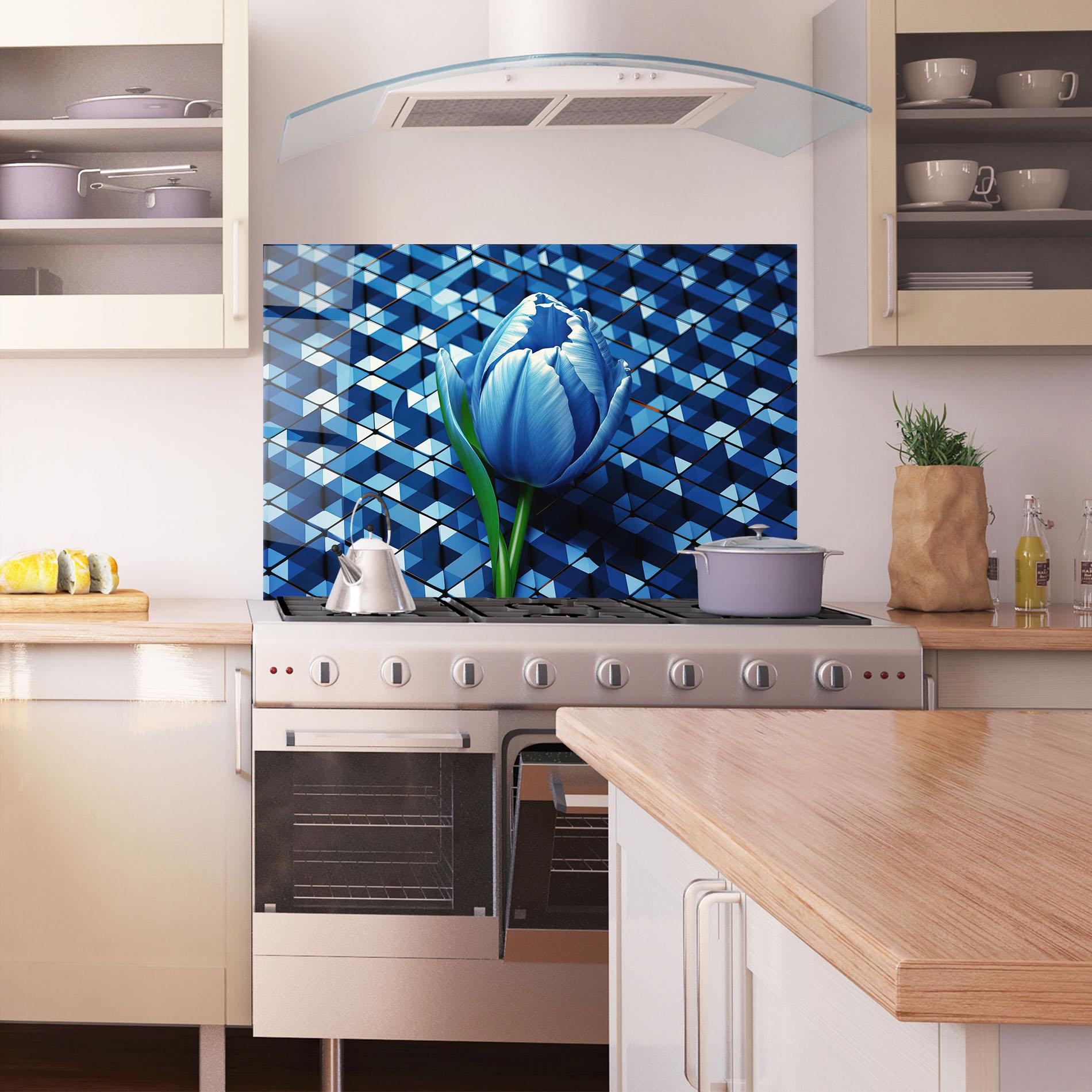 Стъклен панел за кухня Blue Tulip mockup 1