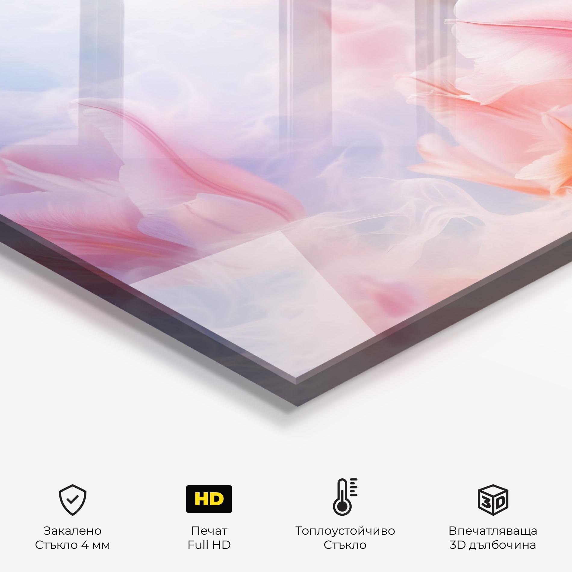 Стъклен панел за кухня Dreamy Pink Tulips mockup 2