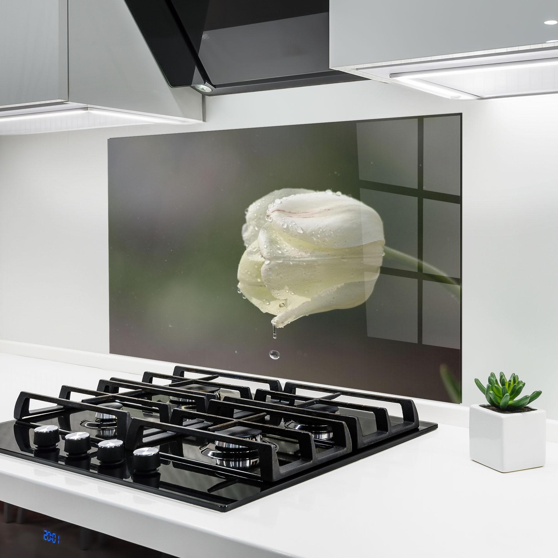 Стъклен панел за кухня White Single Tulip mockup 6