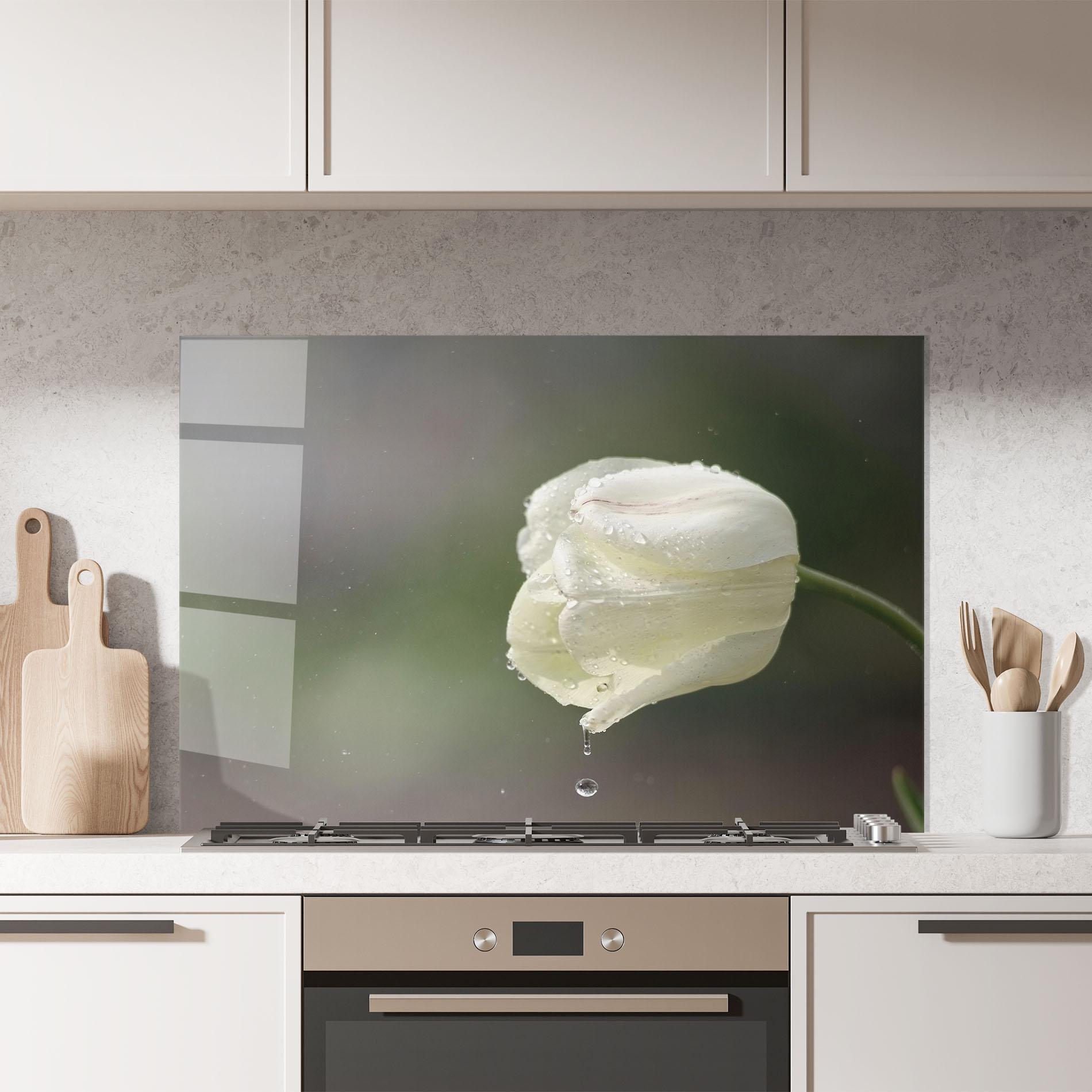 Стъклен панел за кухня White Single Tulip mockup 7