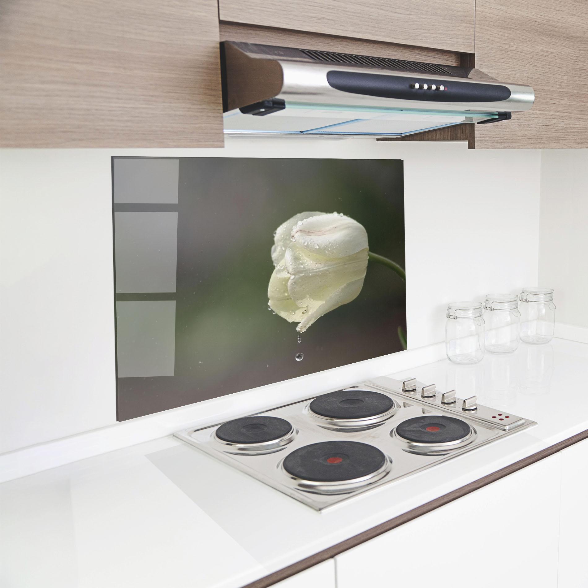 Стъклен панел за кухня White Single Tulip mockup 8