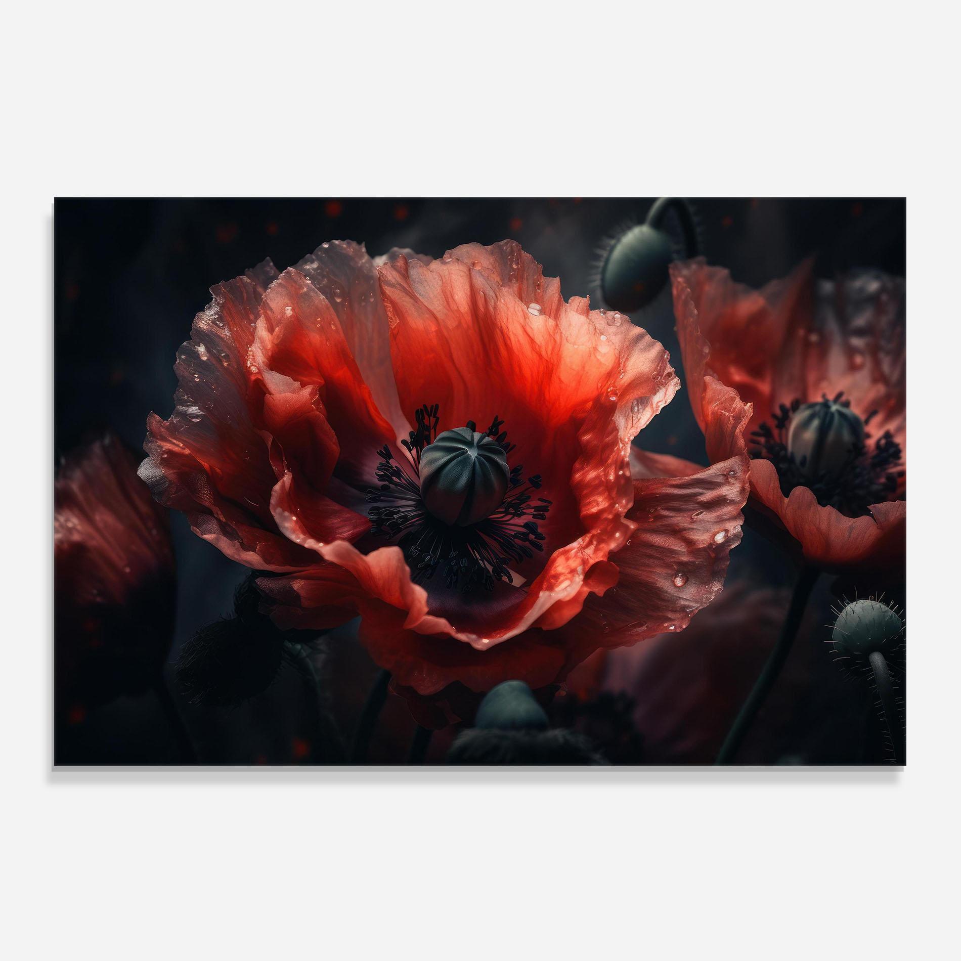 Стъклен панел за кухня Dark Shade Poppy mockup 0