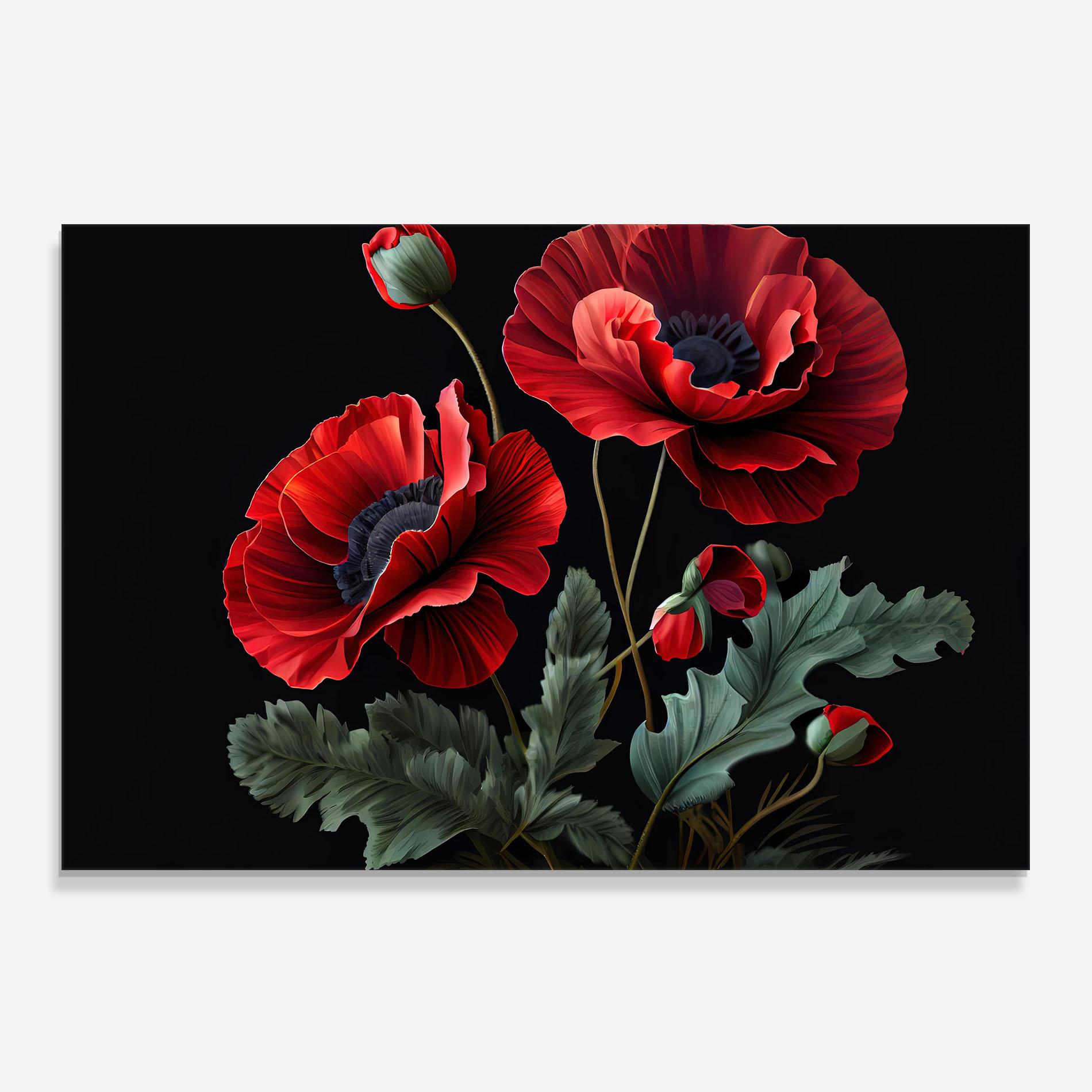 Стъклен панел за кухня Poppy On Black mockup 0
