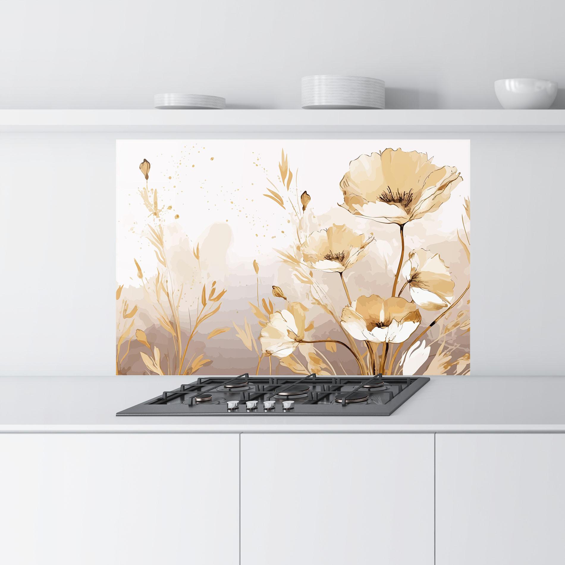 Стъклен панел за кухня Gold Cream Poppy mockup 9