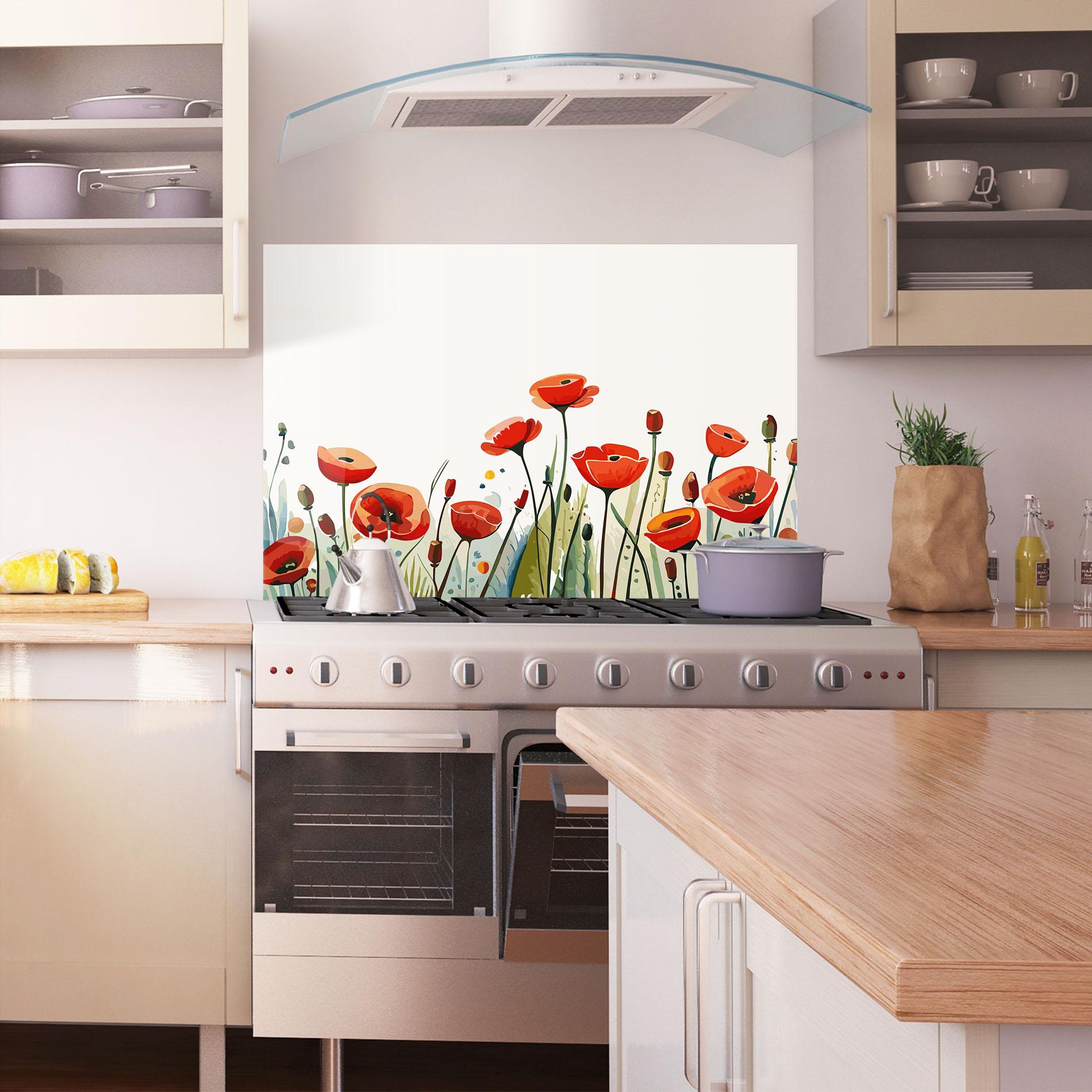 Стъклен панел за кухня Minimalist Poppy mockup 1