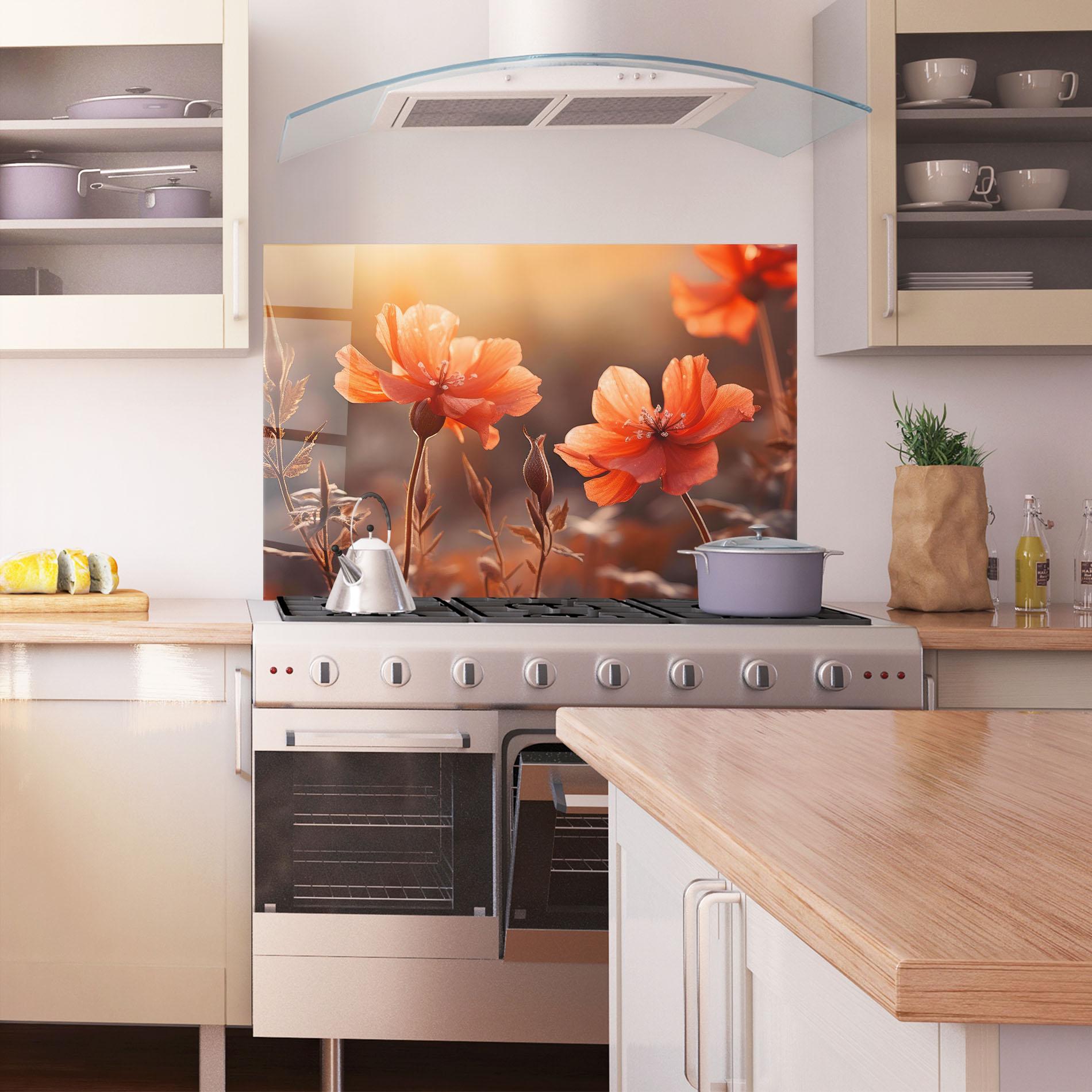 Стъклен панел за кухня Orange Small Poppy mockup 1