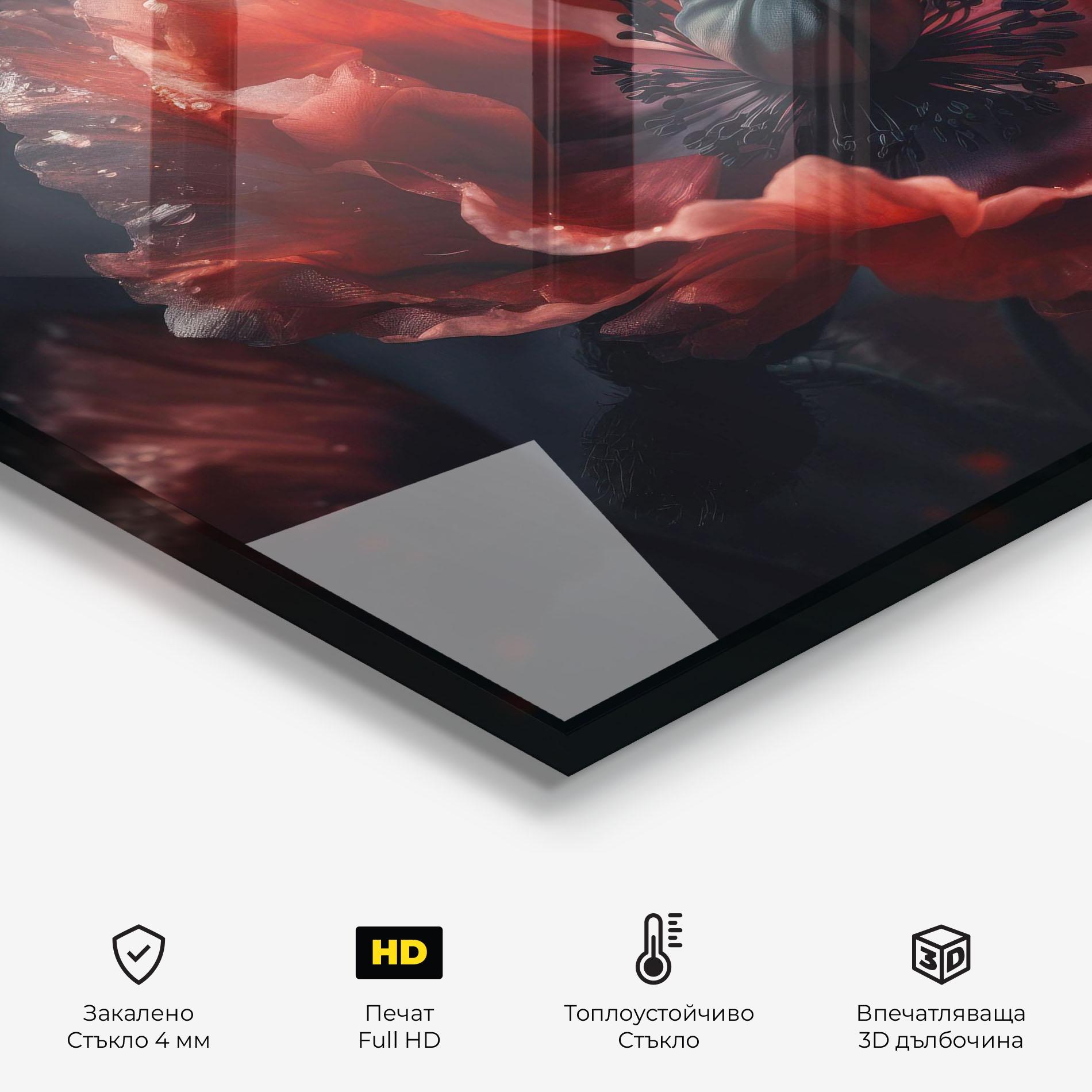 Стъклен панел за кухня Dark Shade Poppy mockup 2