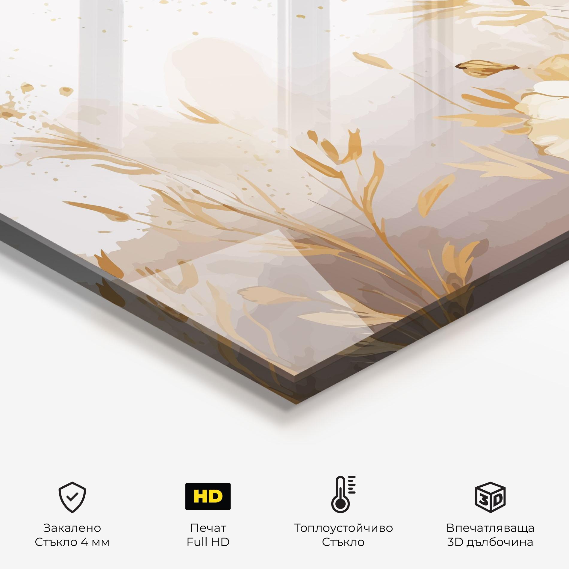 Стъклен панел за кухня Gold Cream Poppy mockup 2