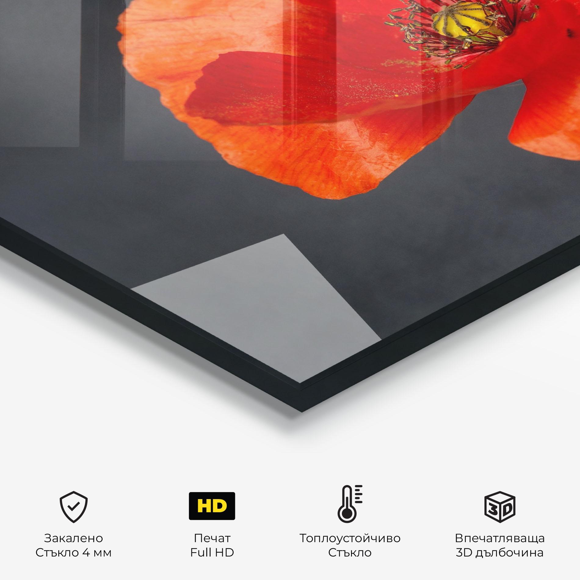 Стъклен панел за кухня Light Red Poppy mockup 2