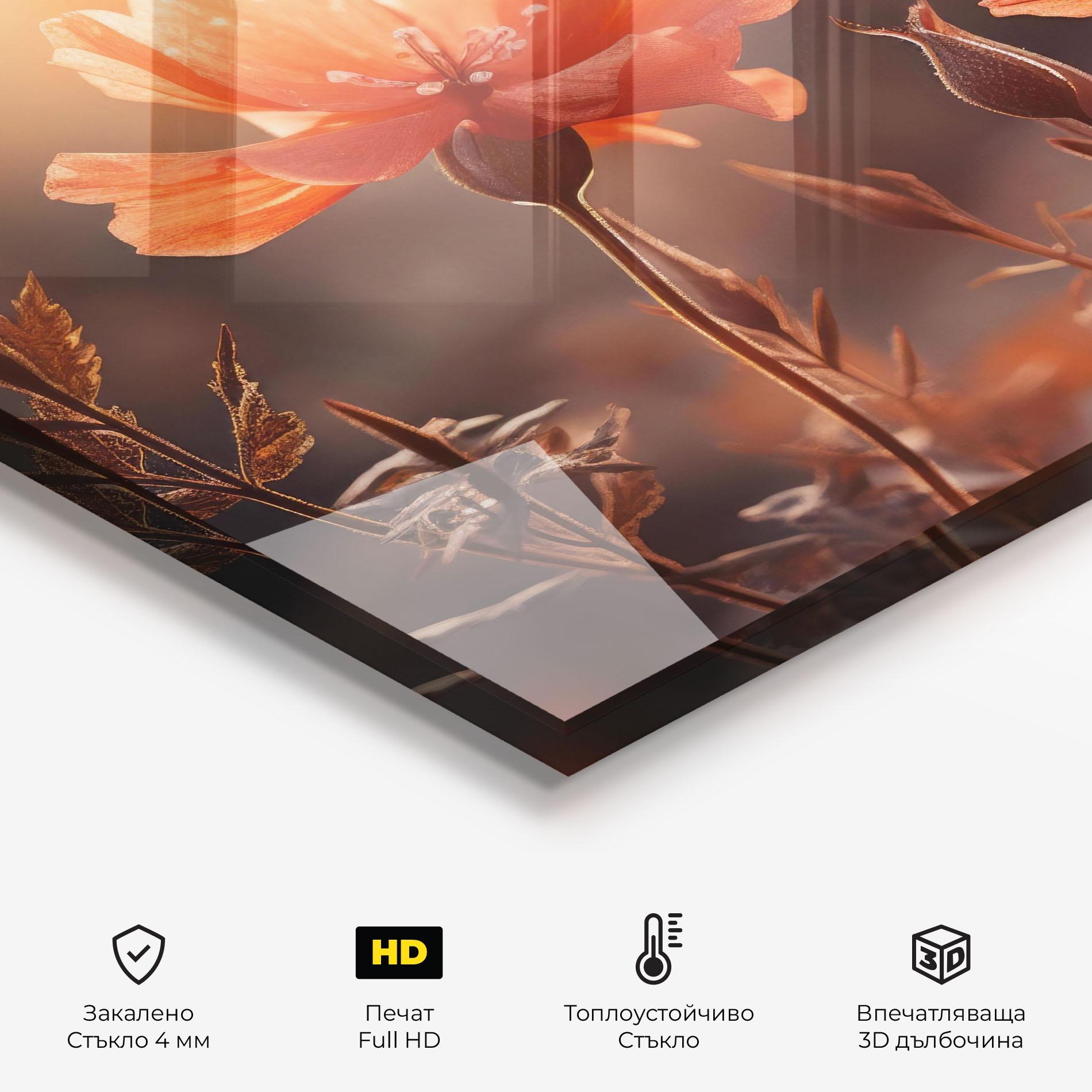 Стъклен панел за кухня Orange Small Poppy mockup 2