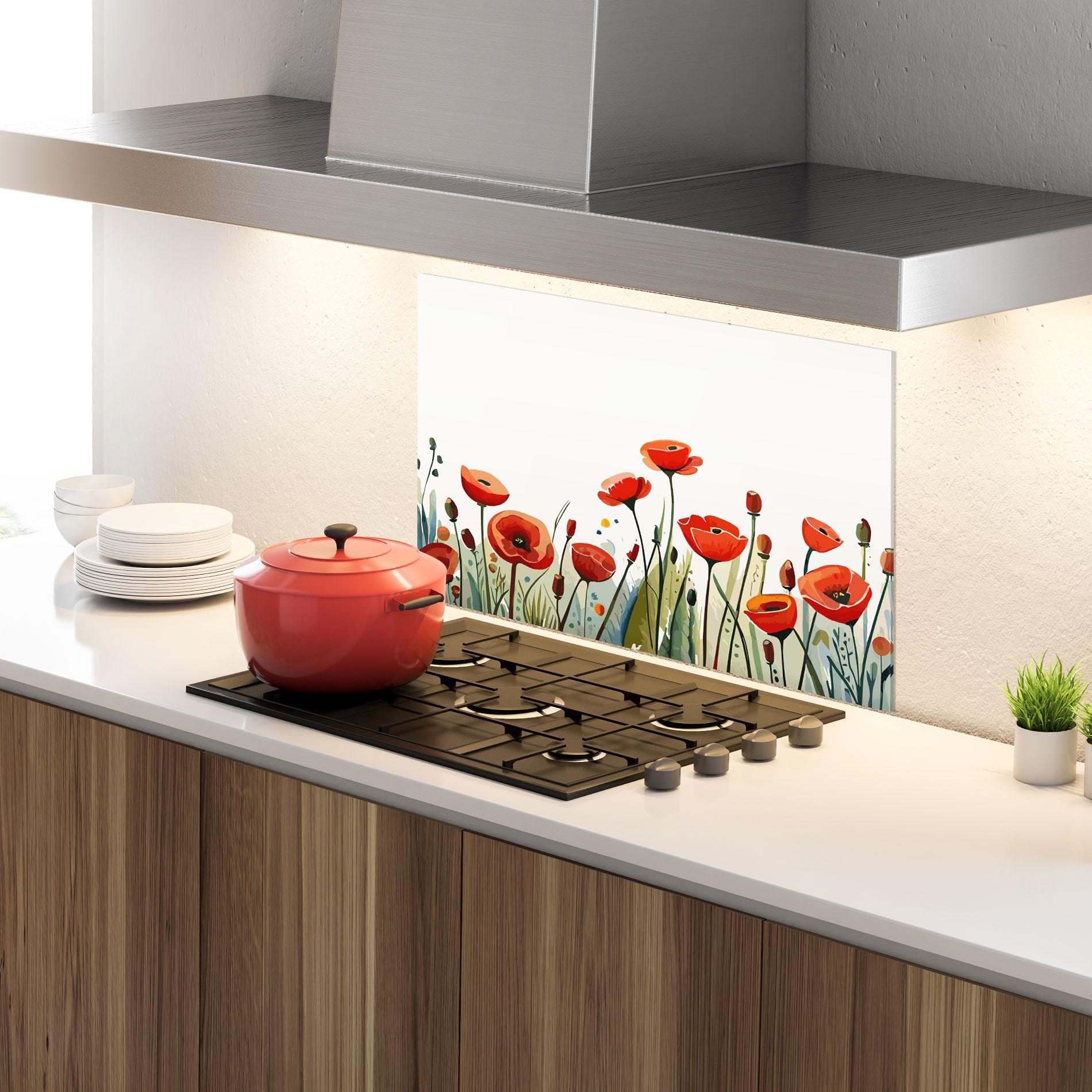 Стъклен панел за кухня Minimalist Poppy mockup 4