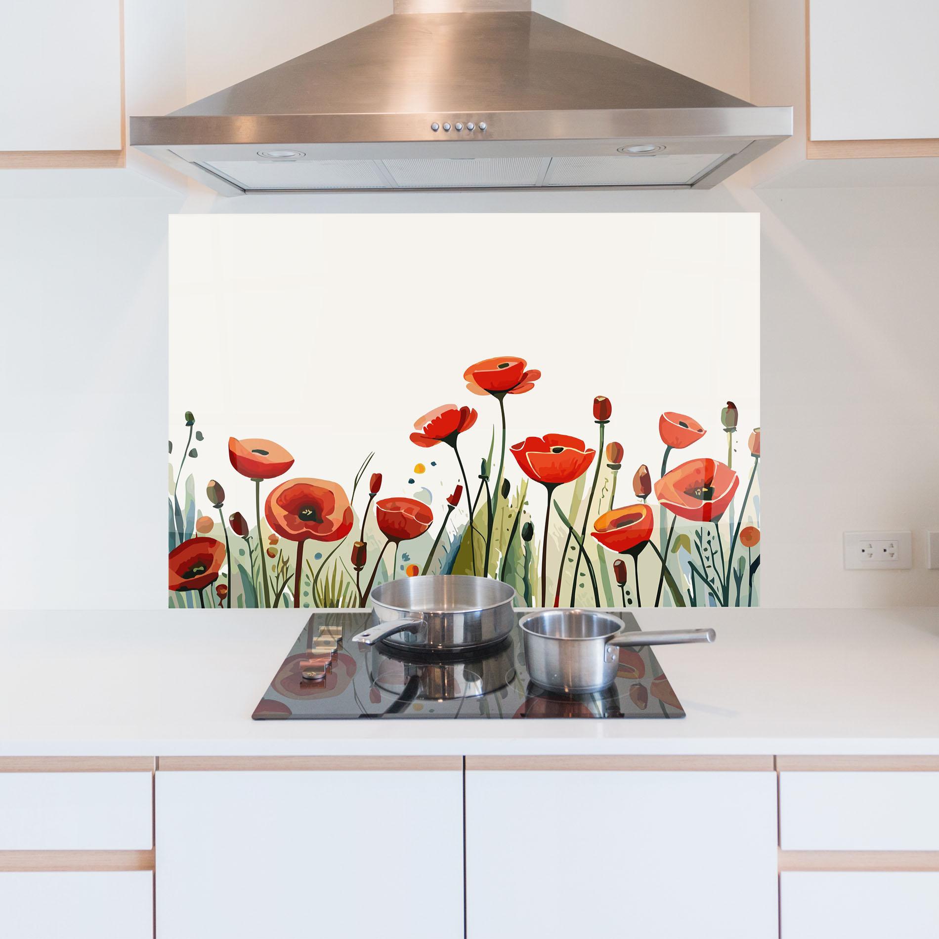 Стъклен панел за кухня Minimalist Poppy mockup 5