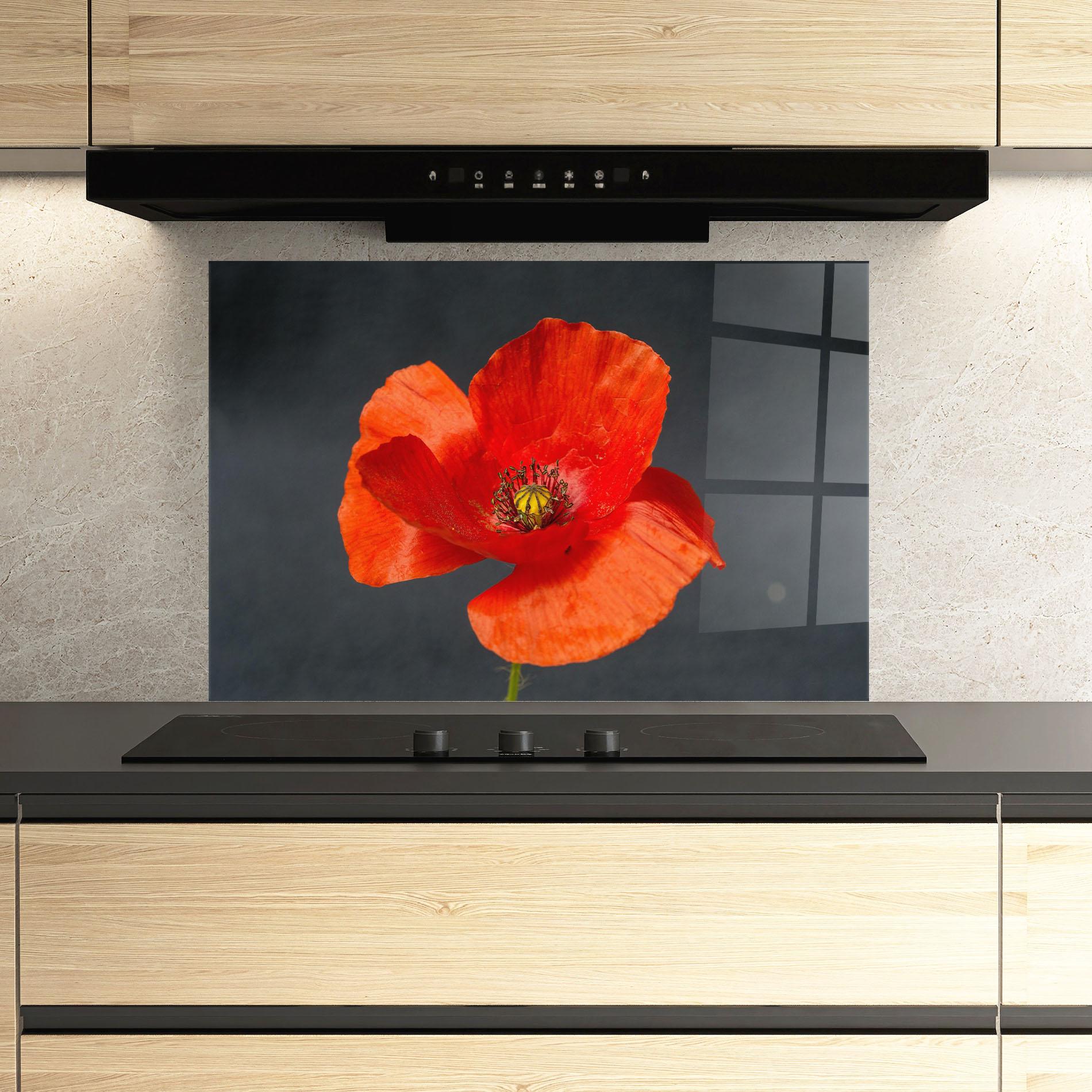 Стъклен панел за кухня Light Red Poppy mockup 3