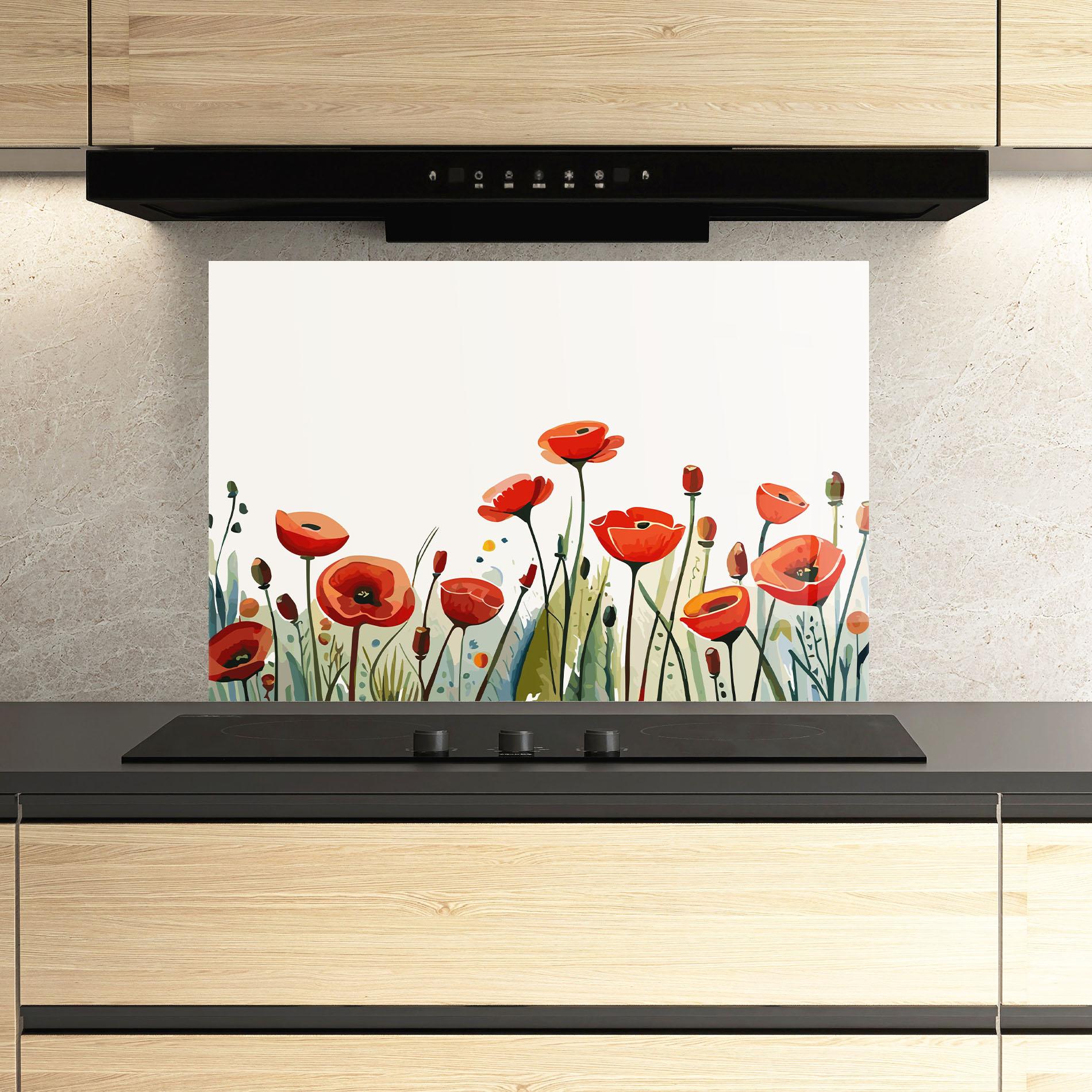 Стъклен панел за кухня Minimalist Poppy mockup 3