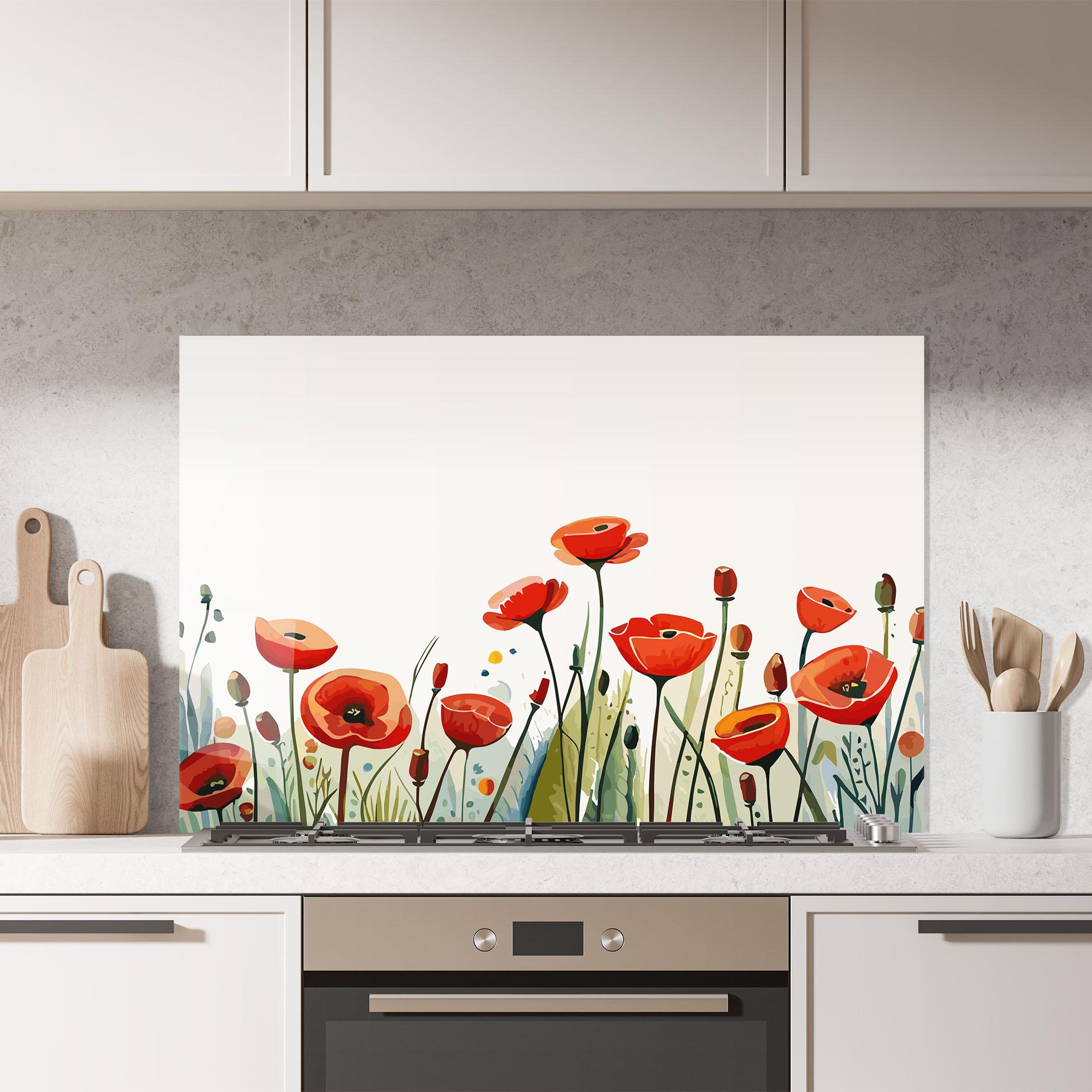 Стъклен панел за кухня Minimalist Poppy mockup 7