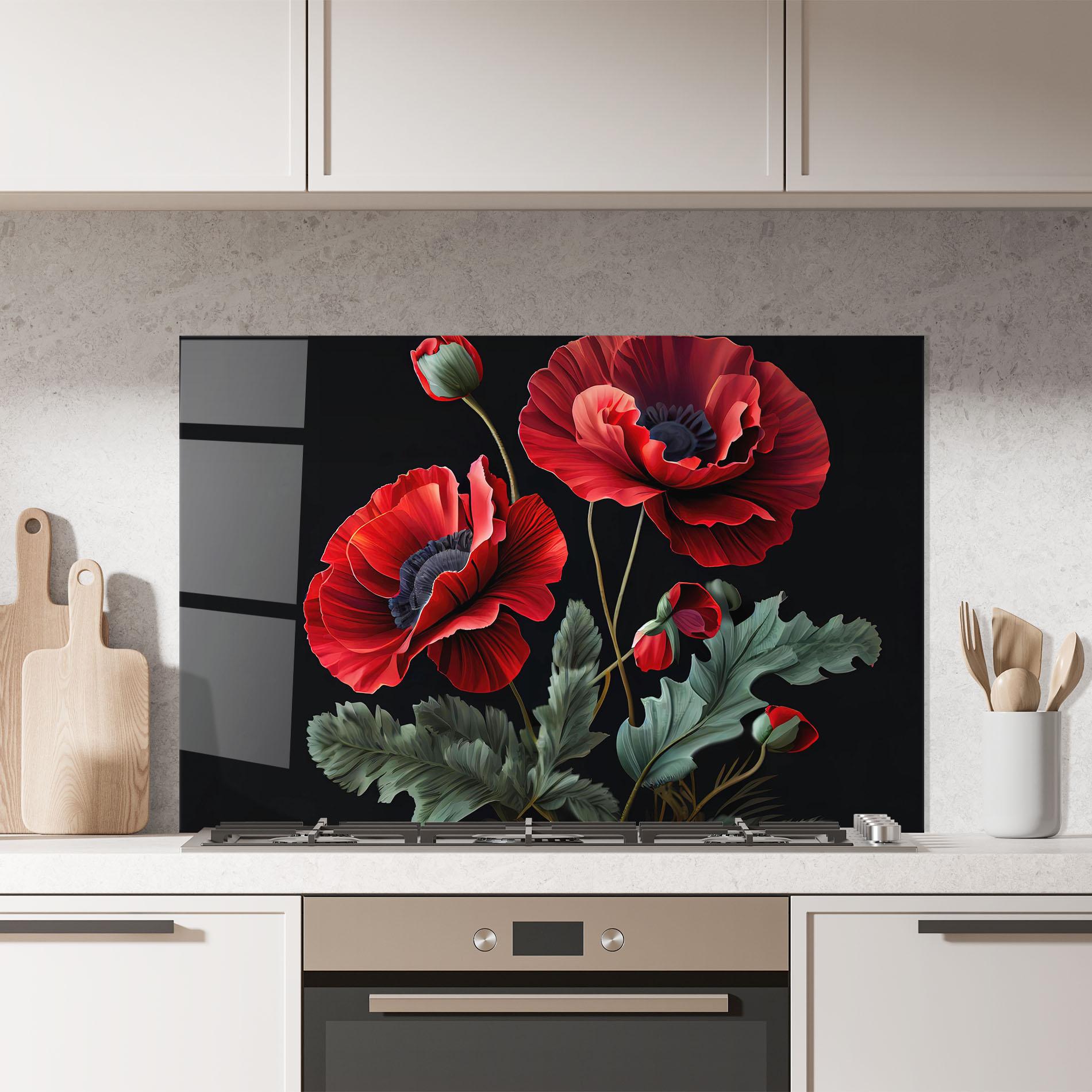 Стъклен панел за кухня Poppy On Black mockup 7