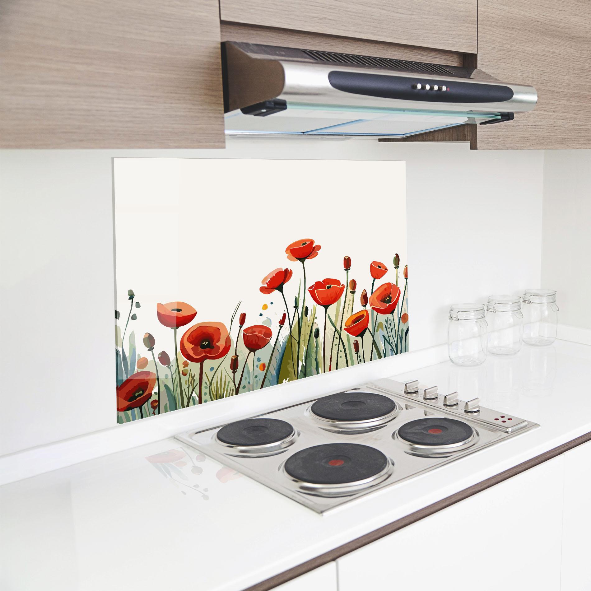 Стъклен панел за кухня Minimalist Poppy mockup 8