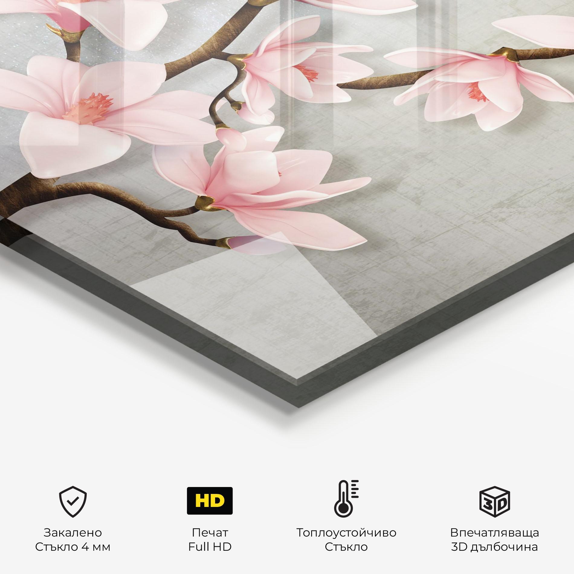 Стъклен панел за кухня Pink Magnolia mockup 2