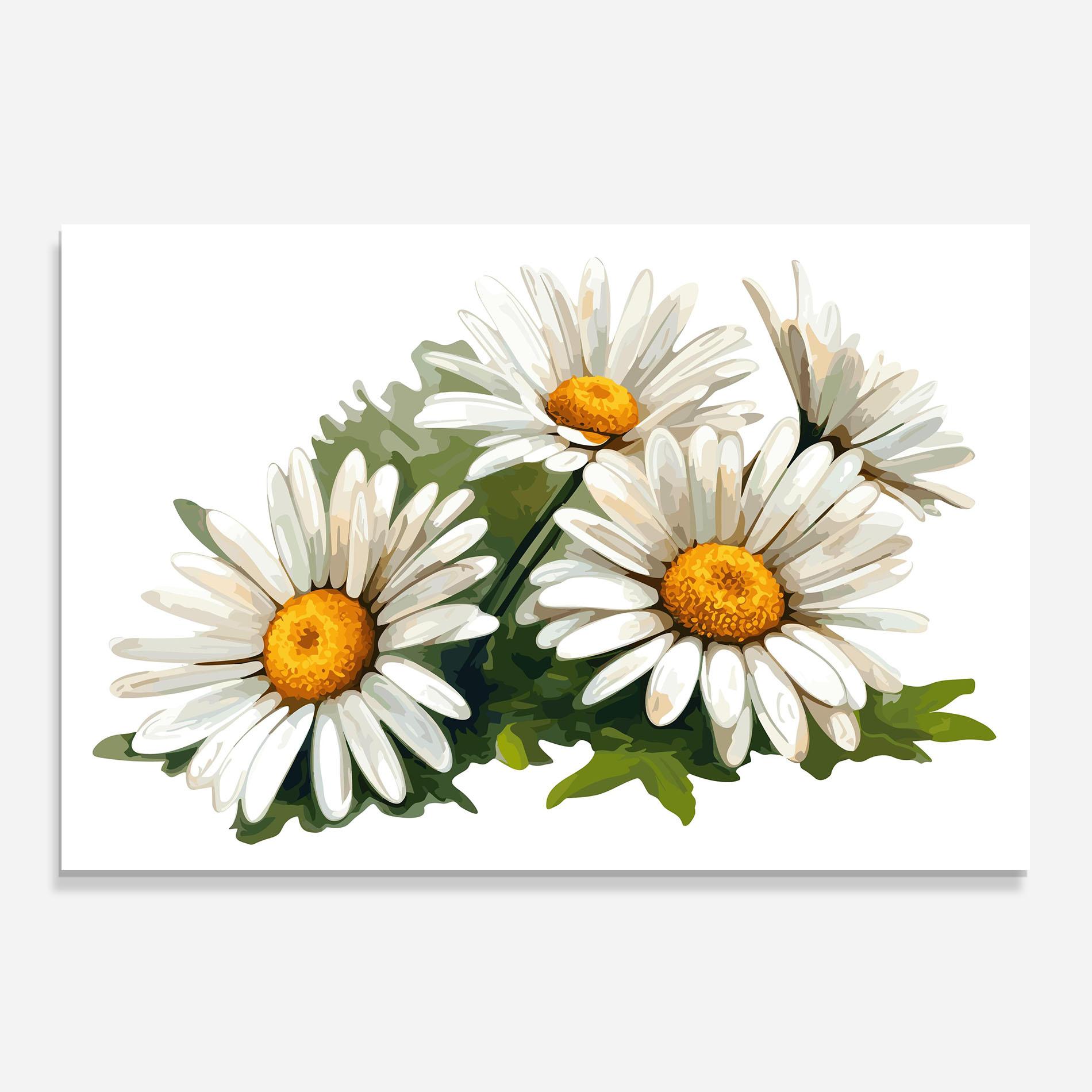 Стъклен панел за кухня Grey White Daisy mockup 0