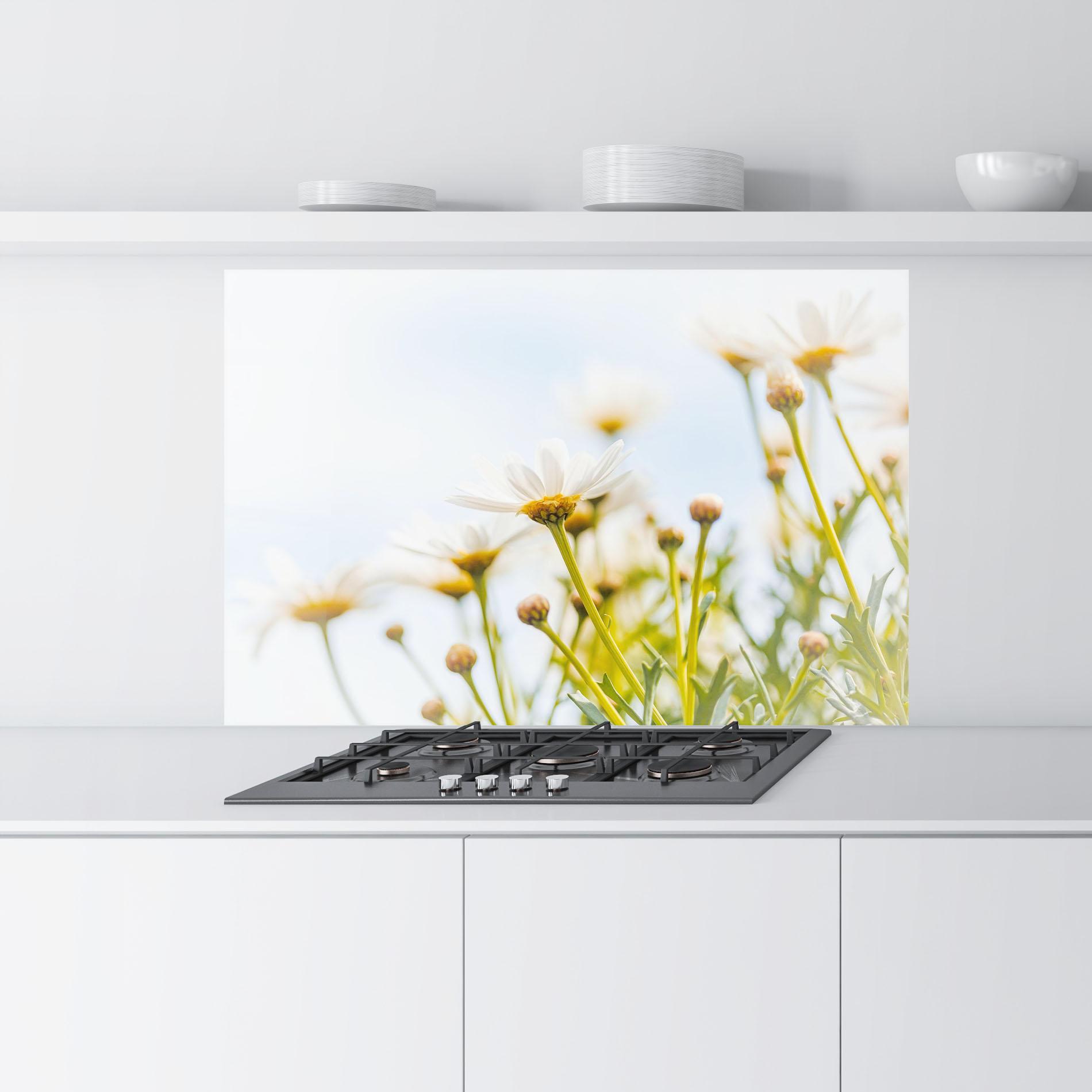 Стъклен панел за кухня Dreamy Daisy mockup 9