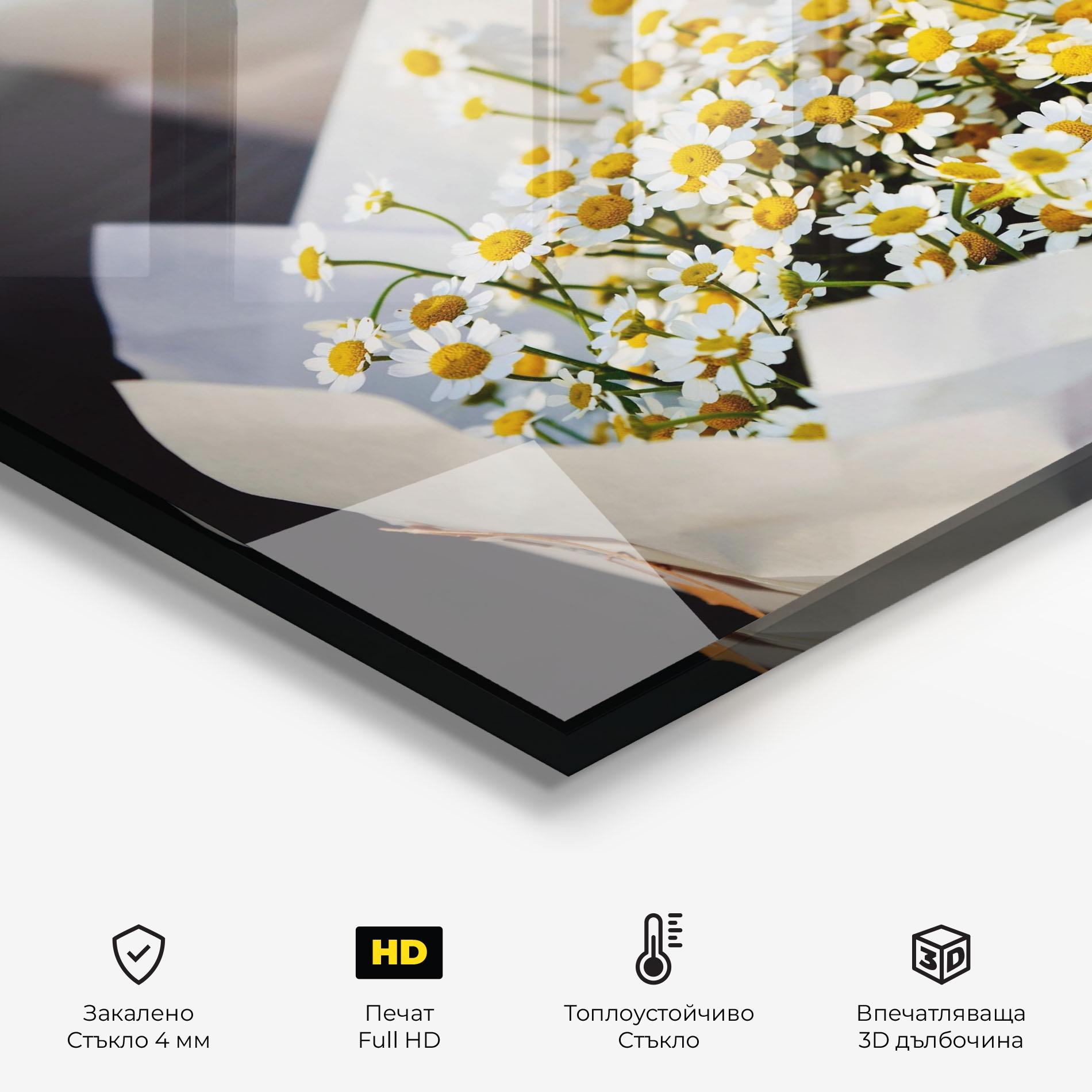 Стъклен панел за кухня Daisy Bouquet mockup 2