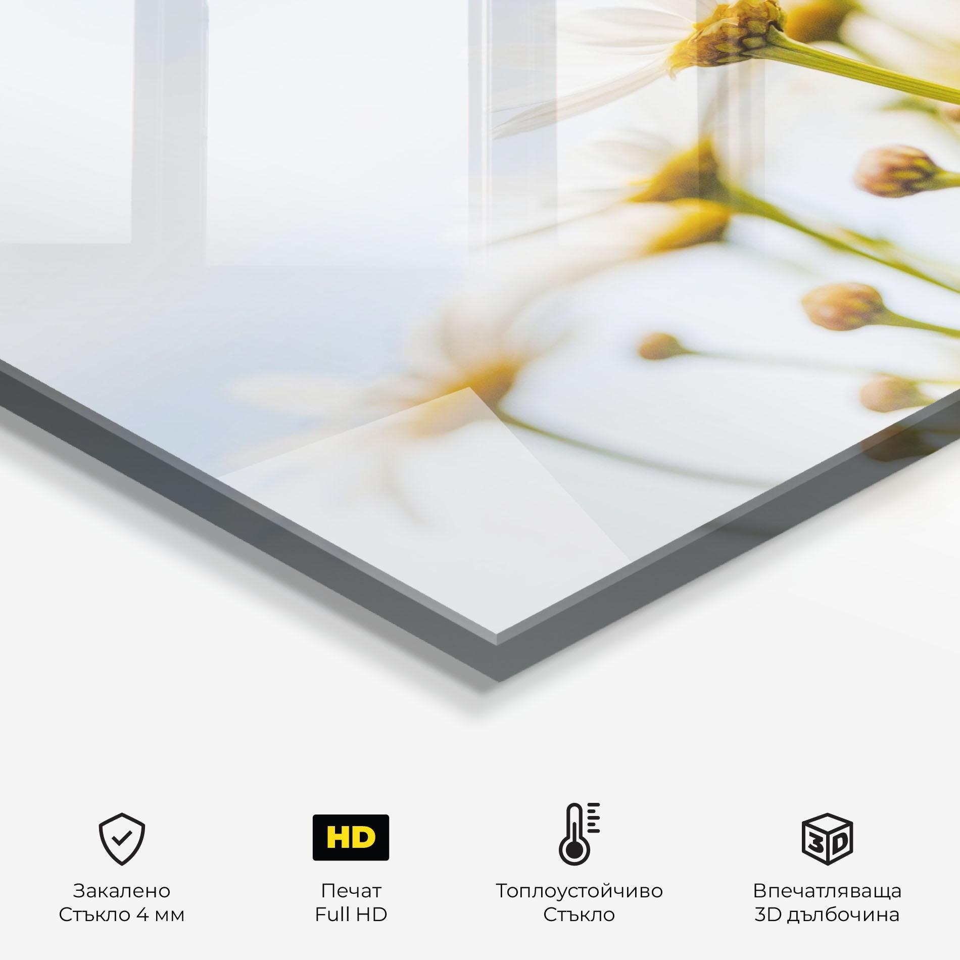 Стъклен панел за кухня Dreamy Daisy mockup 2