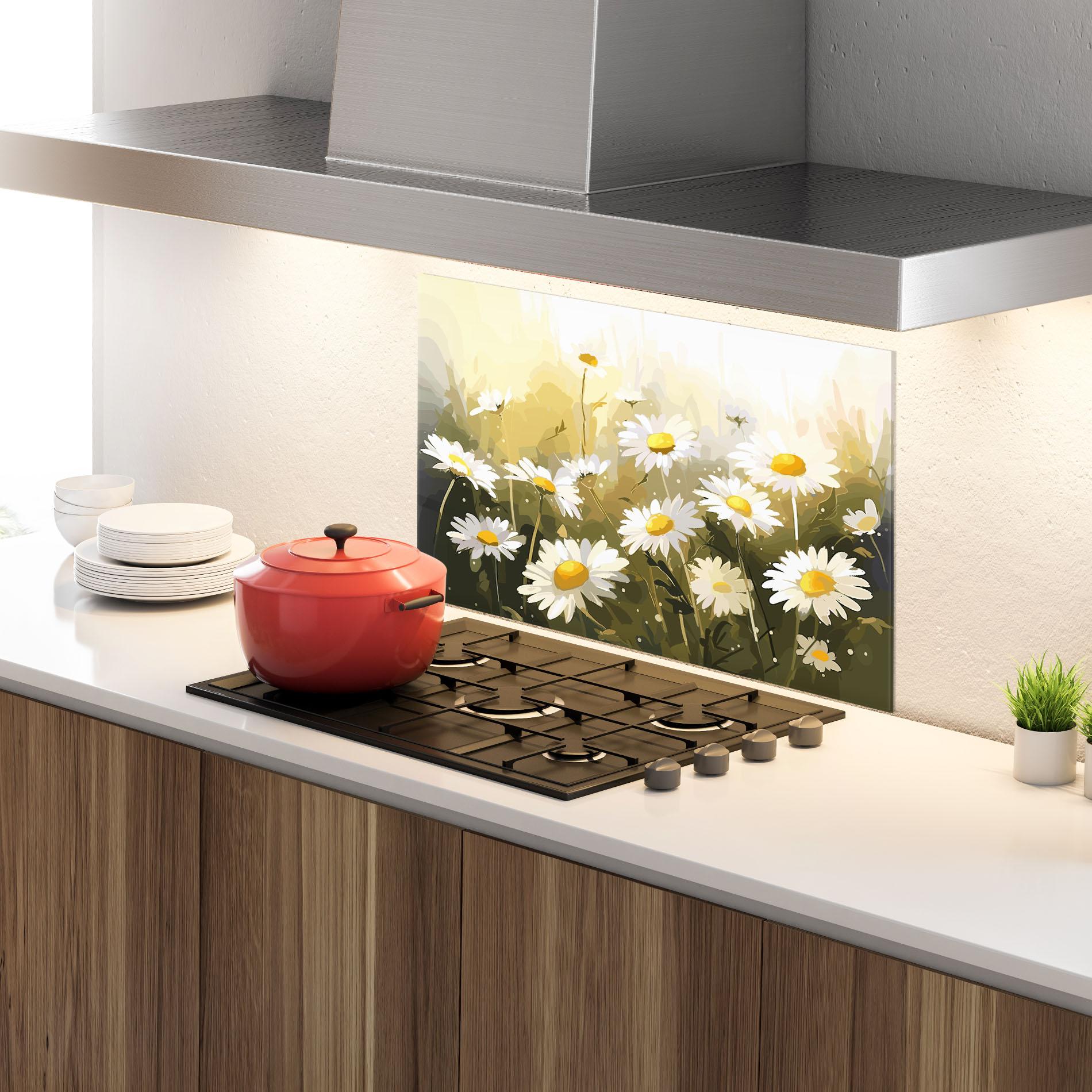 Стъклен панел за кухня Daily Daisy mockup 4