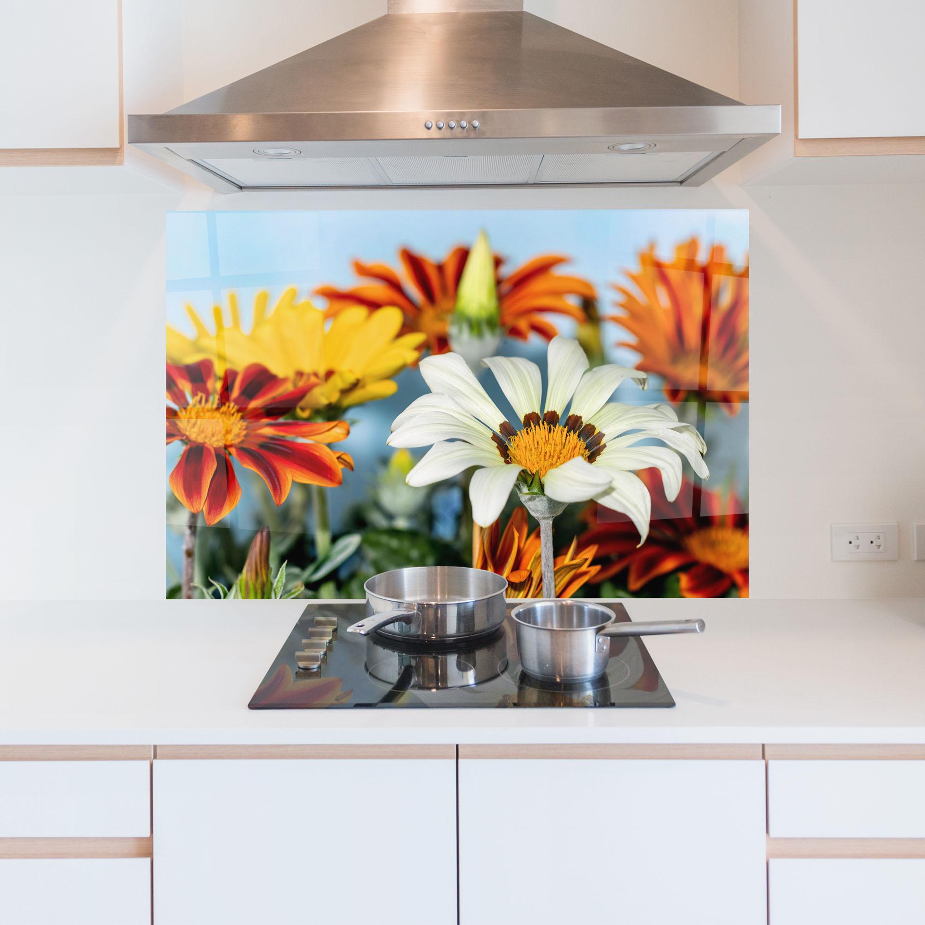 Стъклен панел за кухня Color Mix Daisy mockup 5